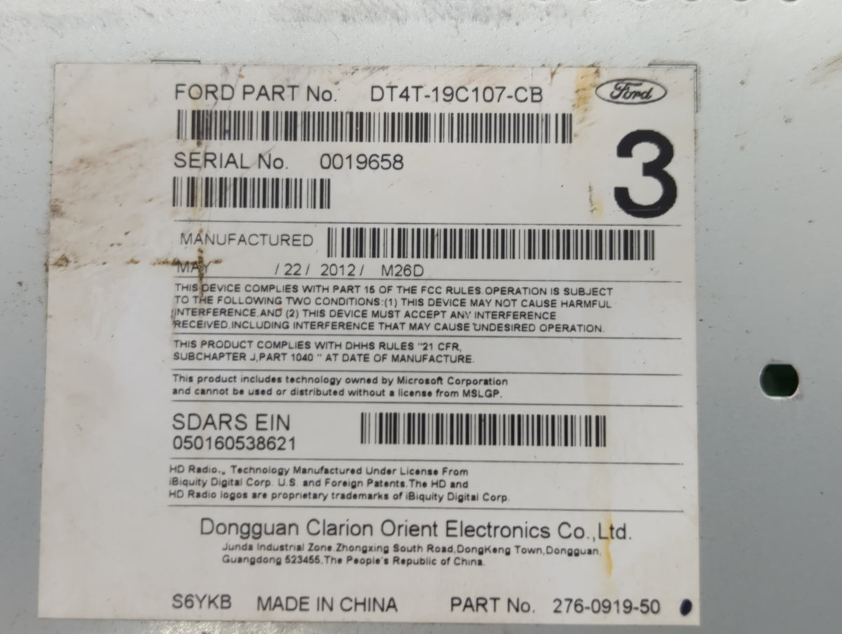 2013-2013 Ford Edge Am Fm Cd Player Radio Receiver 717132 - Oemusedautoparts1.com