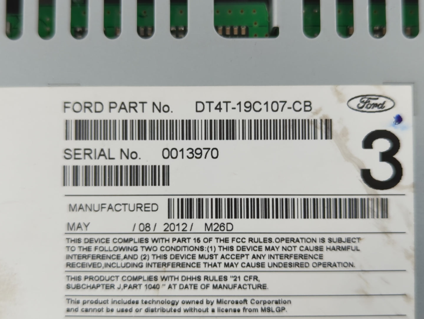 2013 Ford Edge Radio AM FM Cd Player Receiver Replacement P/N:DT4T-19C107-CB Fits OEM Used Auto Parts - Oemusedautoparts1.co