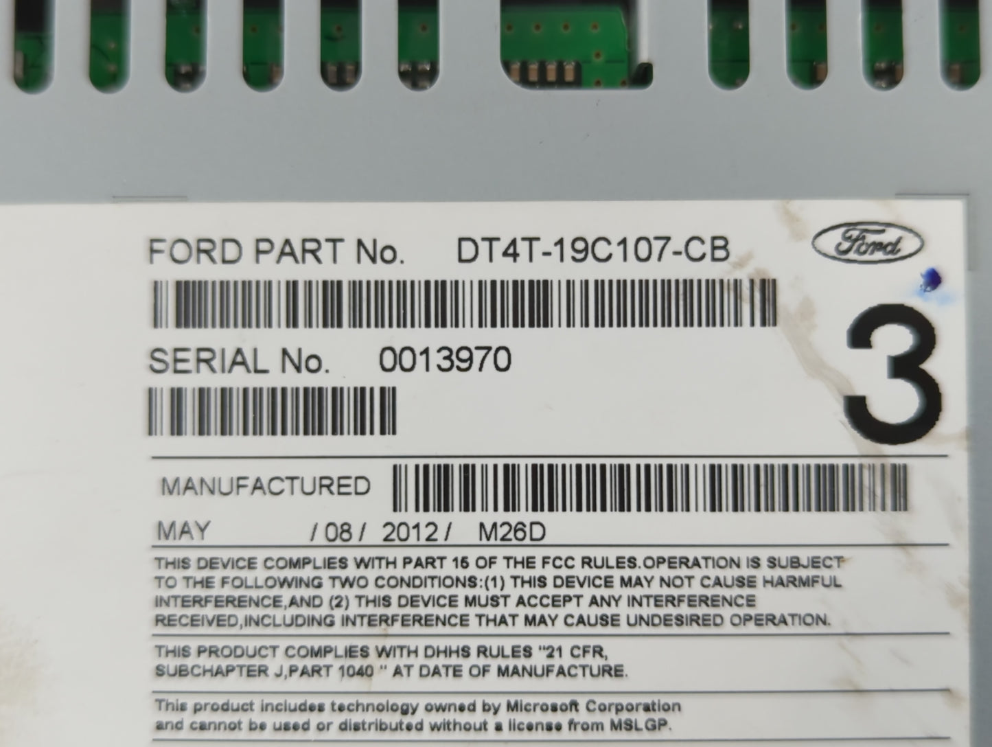 2013 Ford Edge Radio AM FM Cd Player Receiver Replacement P/N:DT4T-19C107-CB Fits OEM Used Auto Parts - Oemusedautoparts1.co