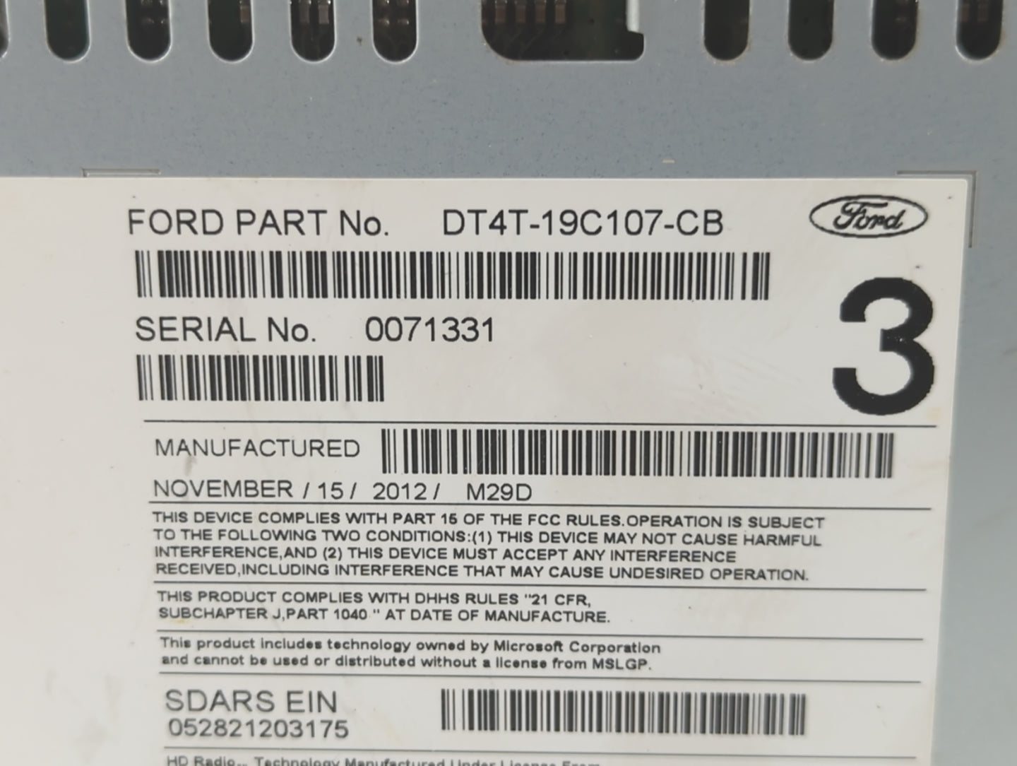 2013-2013 Ford Edge Am Fm Cd Player Radio Receiver - Oemusedautoparts1.com