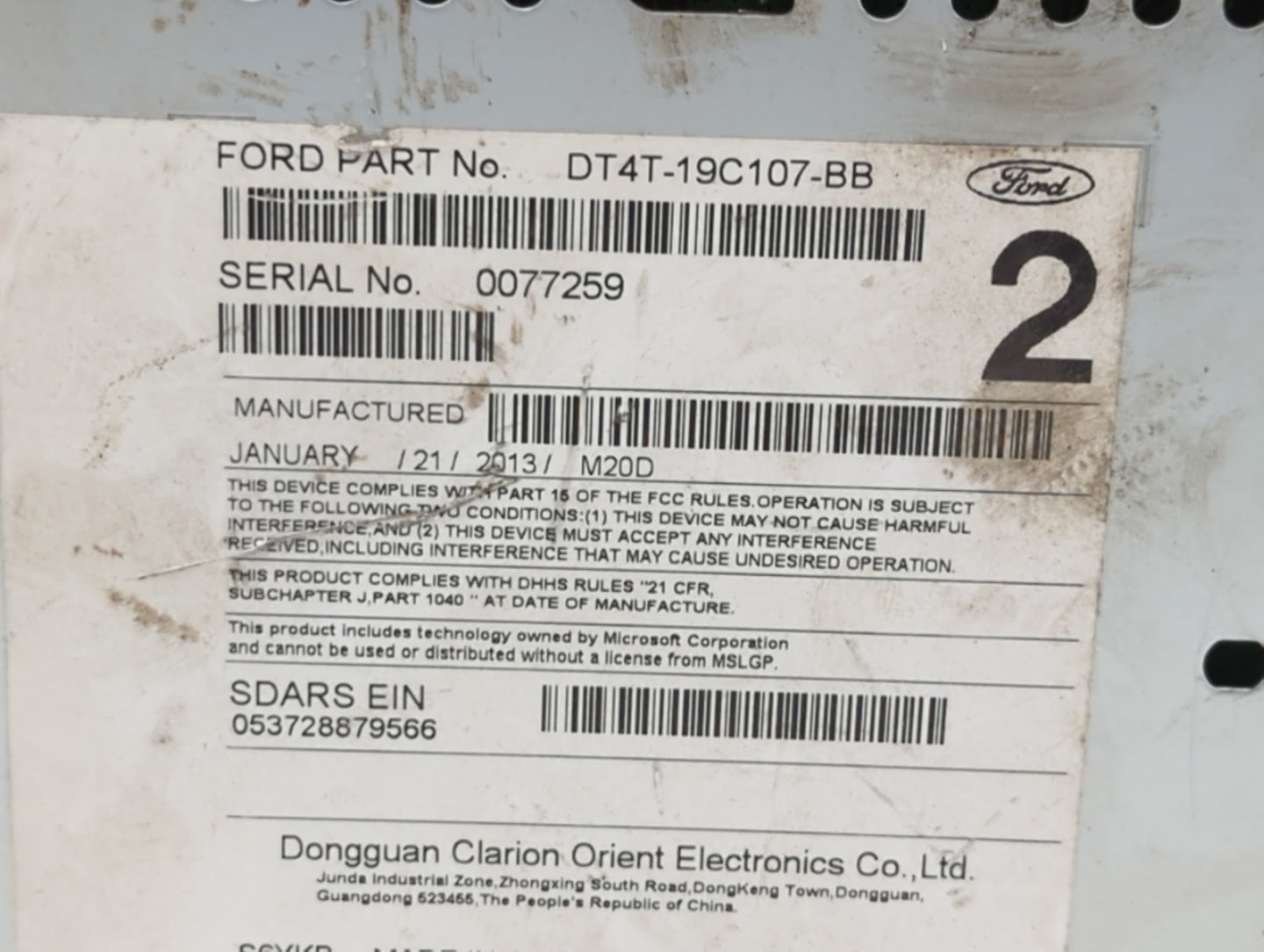 2013-2014 Ford Edge Am Fm Cd Player Radio Receiver - Oemusedautoparts1.com