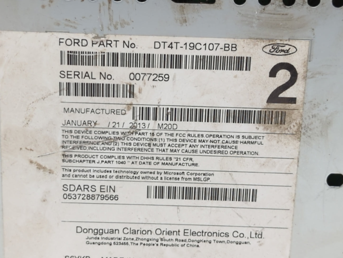 2013-2014 Ford Edge Am Fm Cd Player Radio Receiver - Oemusedautoparts1.com