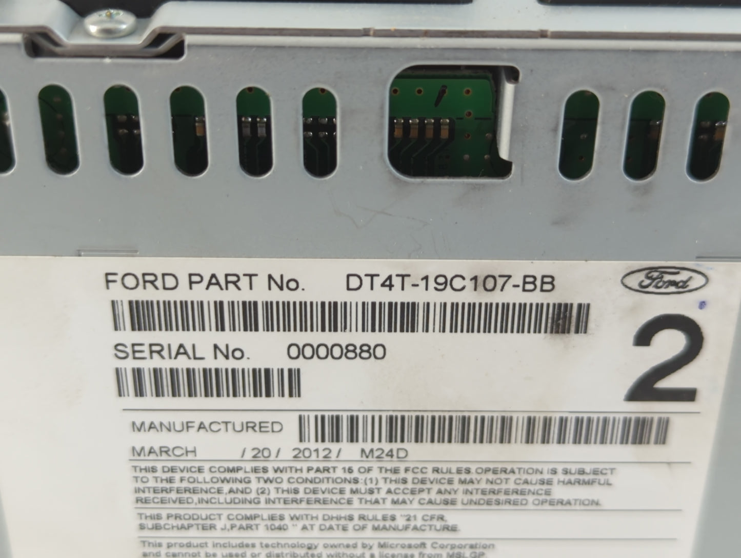 2012-2013 Ford Edge Radio AM FM Cd Player Receiver Replacement P/N:DT4T-19C107-BB Fits Fits 2012 2013 OEM Used Auto Parts - 