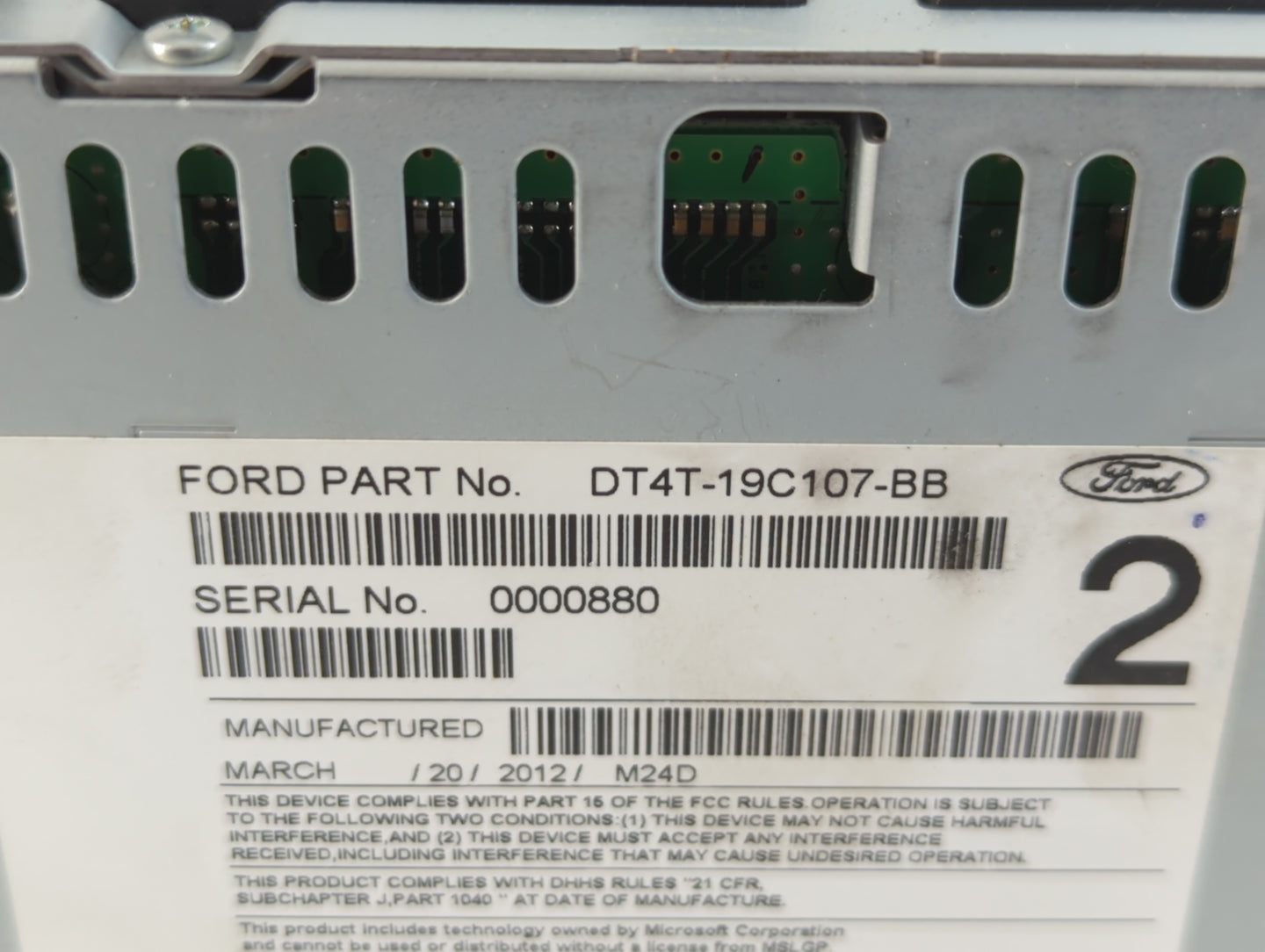 2012-2013 Ford Edge Radio AM FM Cd Player Receiver Replacement P/N:DT4T-19C107-BB Fits Fits 2012 2013 OEM Used Auto Parts - 