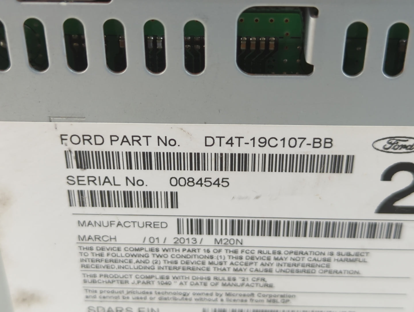 2013-2014 Ford Edge Radio AM FM Cd Player Receiver Replacement P/N:DT4T-19C107-BB Fits Fits 2013 2014 OEM Used Auto Parts - 