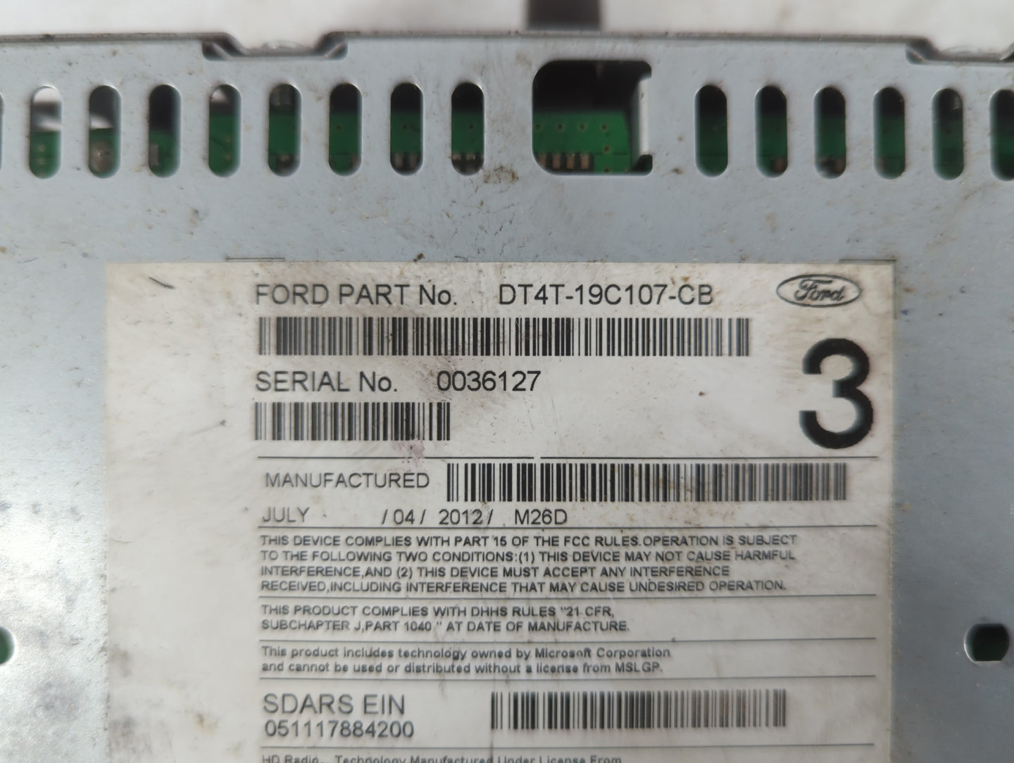 2013 Ford Edge Radio AM FM Cd Player Receiver Replacement P/N:DT4T-19C107-CB Fits OEM Used Auto Parts - Oemusedautoparts1.co