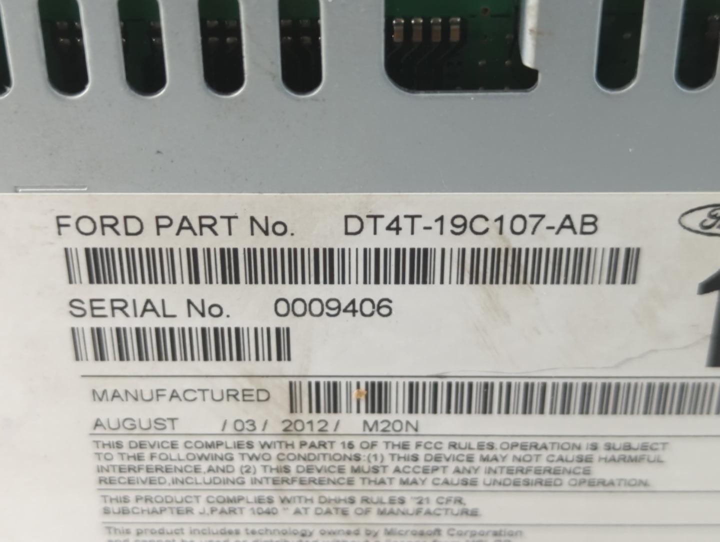 2013 Ford Edge Radio AM FM Cd Player Receiver Replacement P/N:DT4T-19C107-AB Fits OEM Used Auto Parts - Oemusedautoparts1.co
