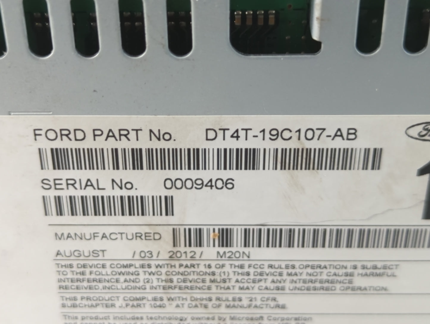 2013 Ford Edge Radio AM FM Cd Player Receiver Replacement P/N:DT4T-19C107-AB Fits OEM Used Auto Parts - Oemusedautoparts1.co