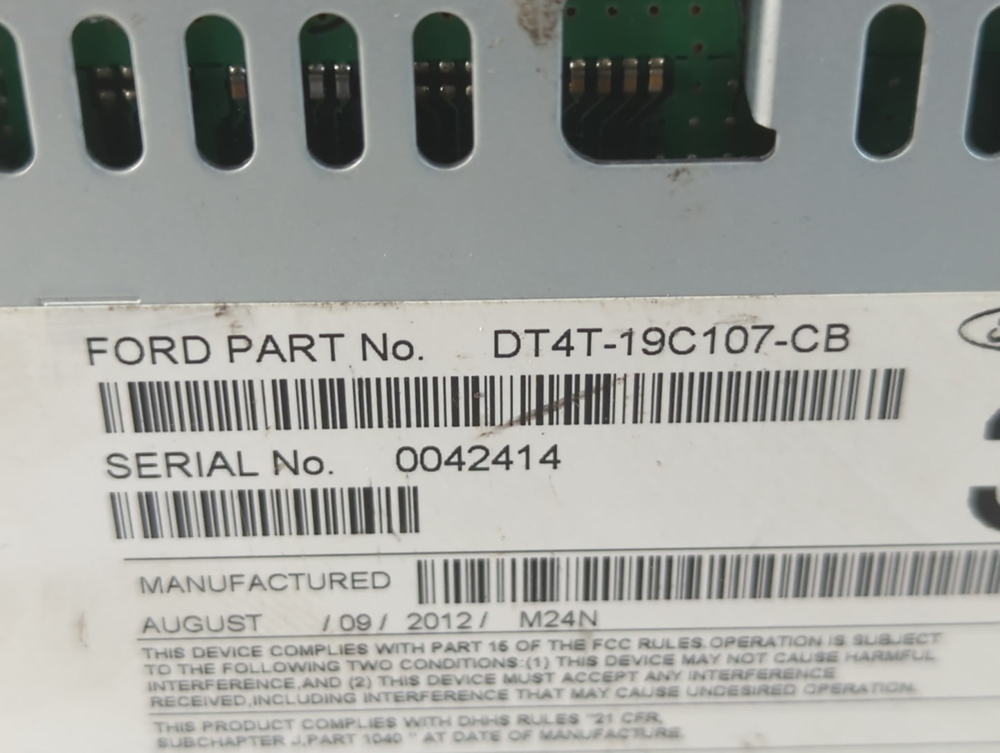 2013 Ford Edge Radio AM FM Cd Player Receiver Replacement P/N:DT4T-19C107-CB Fits OEM Used Auto Parts - Oemusedautoparts1.co