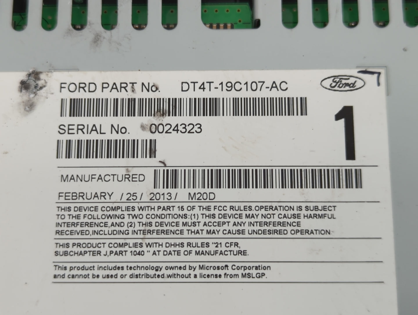 2013 Ford Edge Radio AM FM Cd Player Receiver Replacement P/N:DT4T-19C107-AC Fits OEM Used Auto Parts - Oemusedautoparts1.co