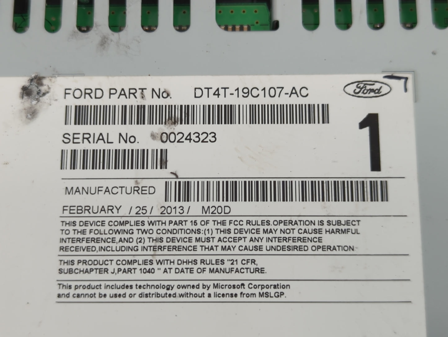 2013 Ford Edge Radio AM FM Cd Player Receiver Replacement P/N:DT4T-19C107-AC Fits OEM Used Auto Parts - Oemusedautoparts1.co