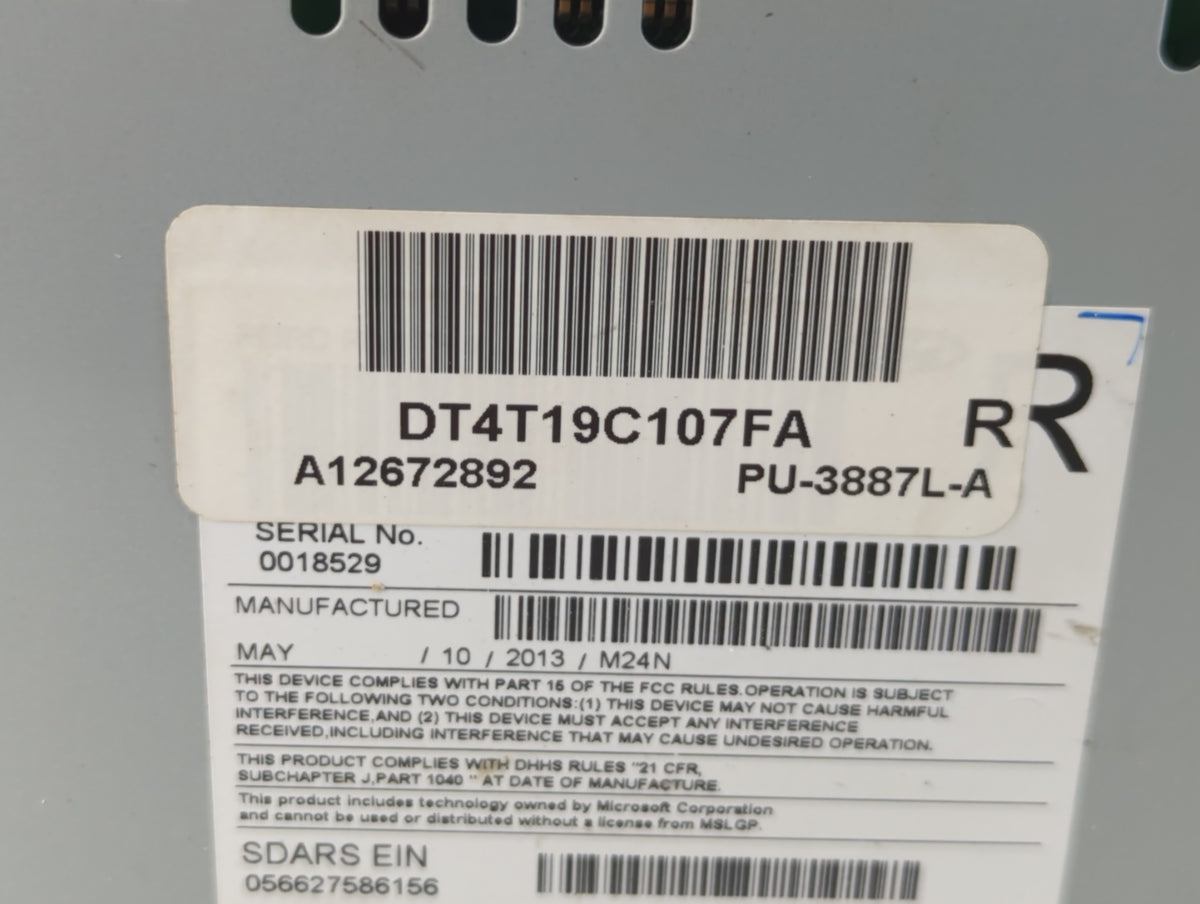 2013 Ford Edge Radio AM FM Cd Player Receiver Replacement P/N:DT4T-19C107-FA OEM Used Auto Parts - Oemusedautoparts1.com