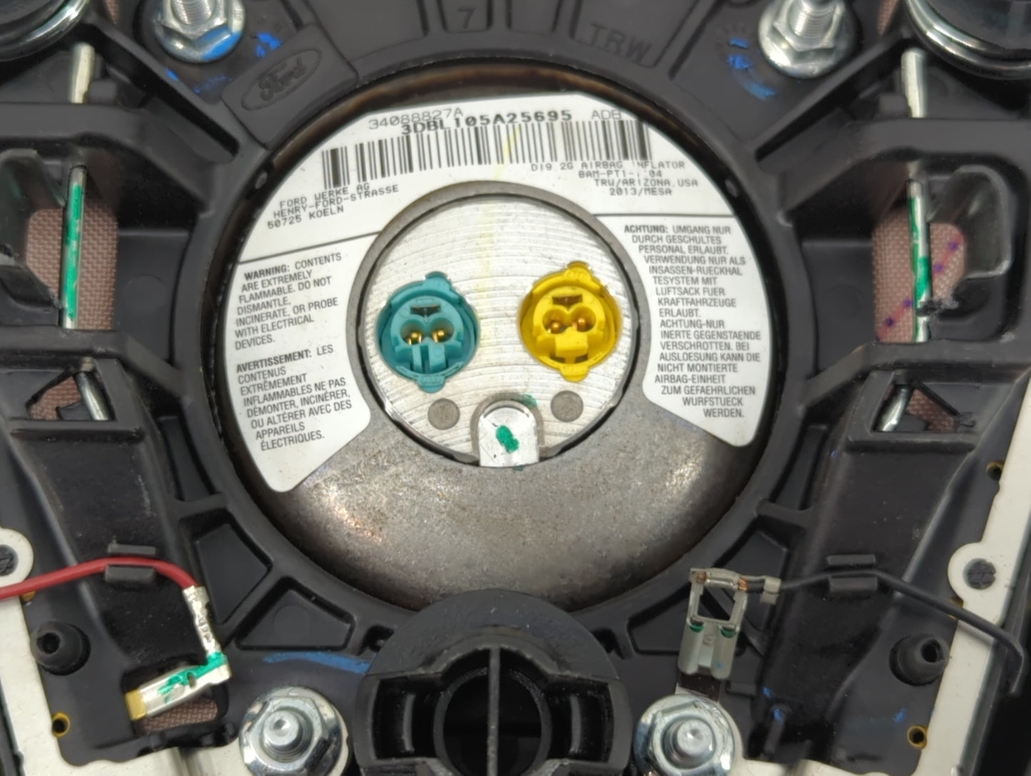2013-2014 Ford Escape Air Bag Driver Left Steering Wheel Mounted P/N:CJ54 A042B85 BC3 Fits Fits 2013 2014 OEM Used Auto Part