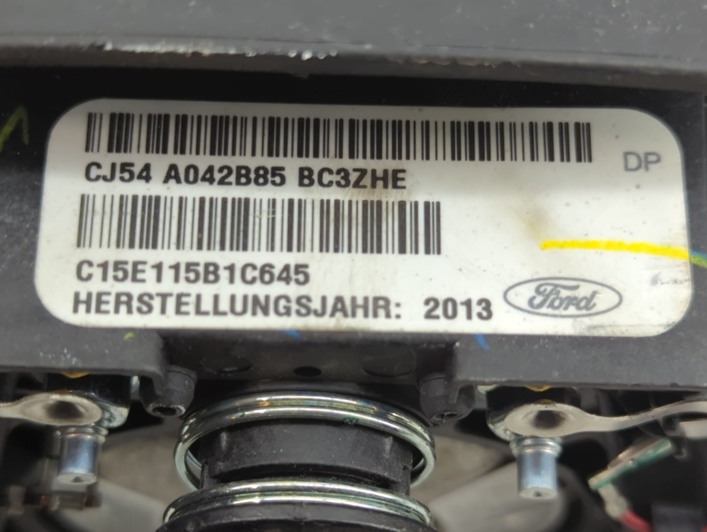 2013-2014 Ford Escape Air Bag Driver Left Steering Wheel Mounted P/N:CJ54 A042B85 BC3 Fits Fits 2013 2014 OEM Used Auto Part