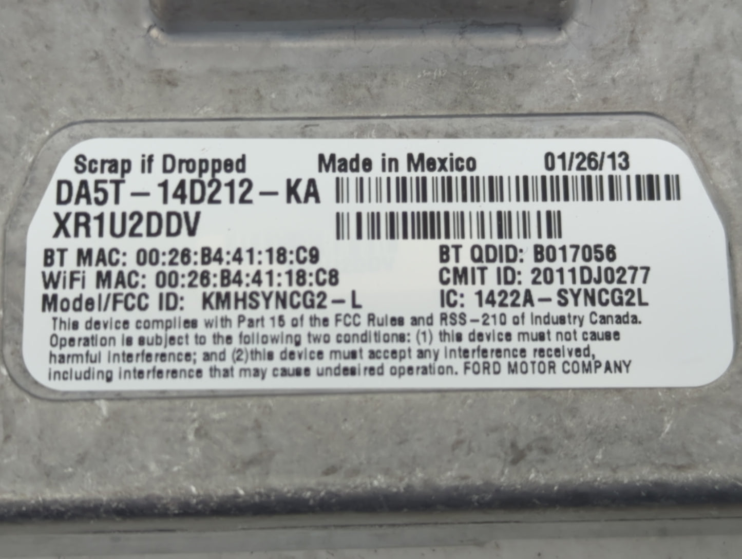 2013 Ford Escape PCM Engine Control Computer ECU ECM PCU OEM P/N:DA5T-14D212-KA Fits OEM Used Auto Parts - Oemusedautoparts1