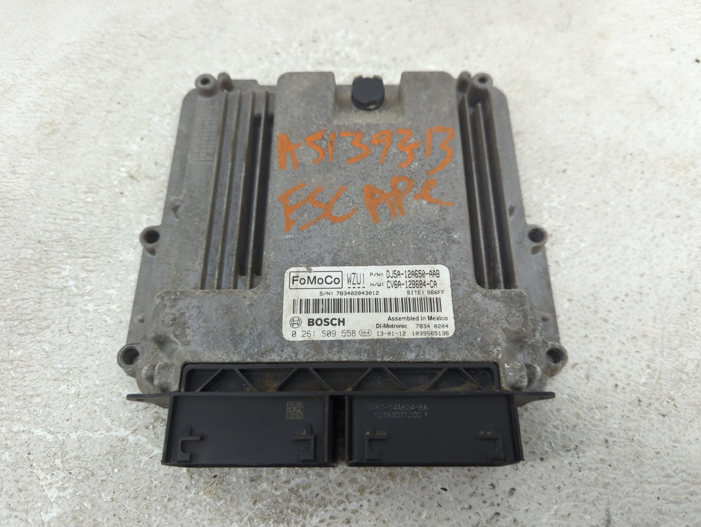 2013-2016 Ford Escape PCM Engine Control Computer ECU ECM PCU OEM P/N:0 261 S09 558 DJ5A-12A650-AAB Fits Fits 2013 2014 2015