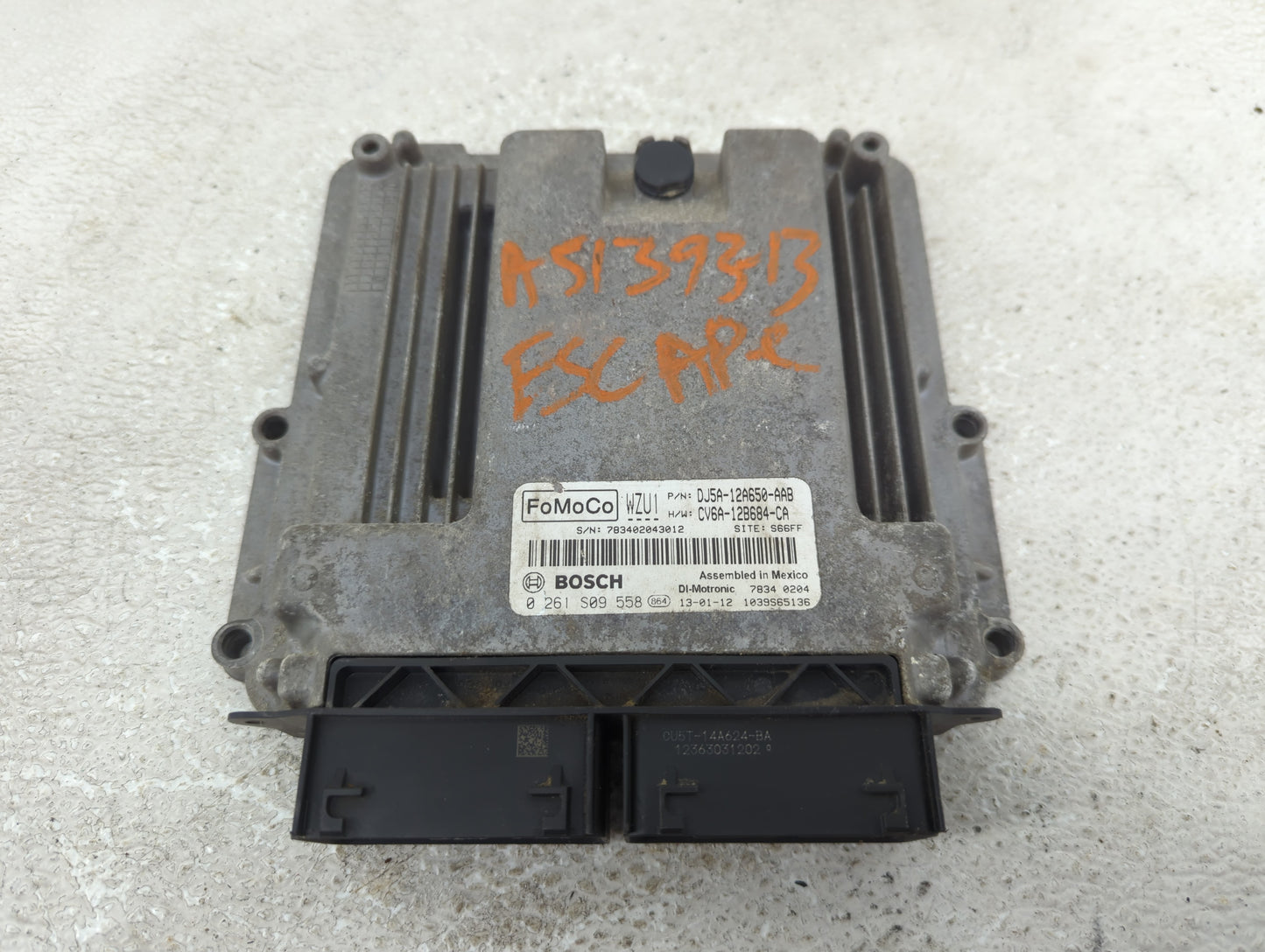 2013-2016 Ford Escape PCM Engine Control Computer ECU ECM PCU OEM P/N:0 261 S09 558 DJ5A-12A650-AAB Fits Fits 2013 2014 2015