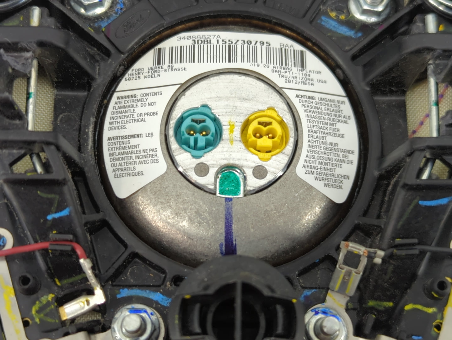 2013-2016 Ford Escape Air Bag Driver Left Steering Wheel Mounted Fits Fits 2013 2014 2015 2016 OEM Used Auto Parts - Oemused