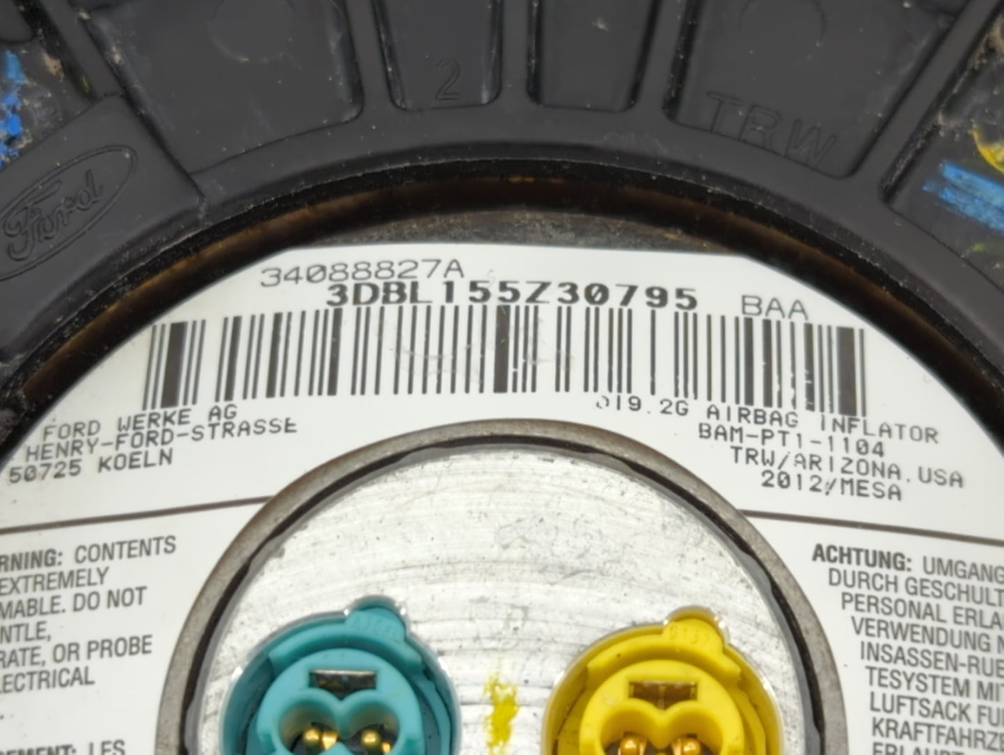 2013-2016 Ford Escape Air Bag Driver Left Steering Wheel Mounted Fits Fits 2013 2014 2015 2016 OEM Used Auto Parts - Oemused