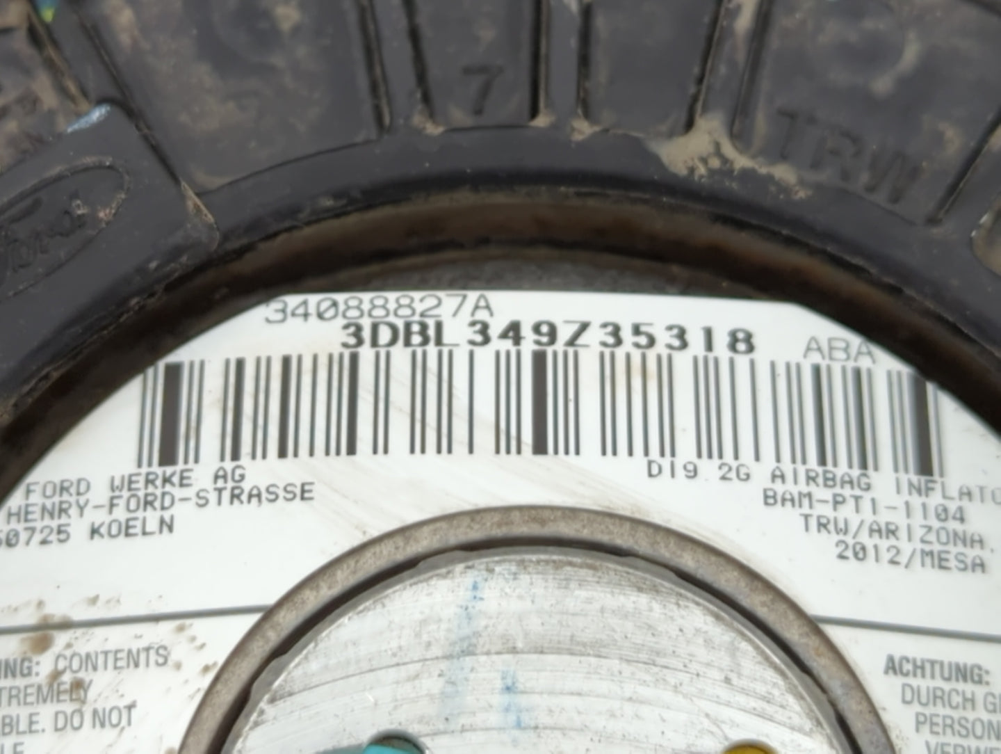 2013 Ford Escape Air Bag Driver Left Steering Wheel Mounted P/N:C15E004B3512 34088827A Fits Fits 2005 2006 2007 2008 2009 OE