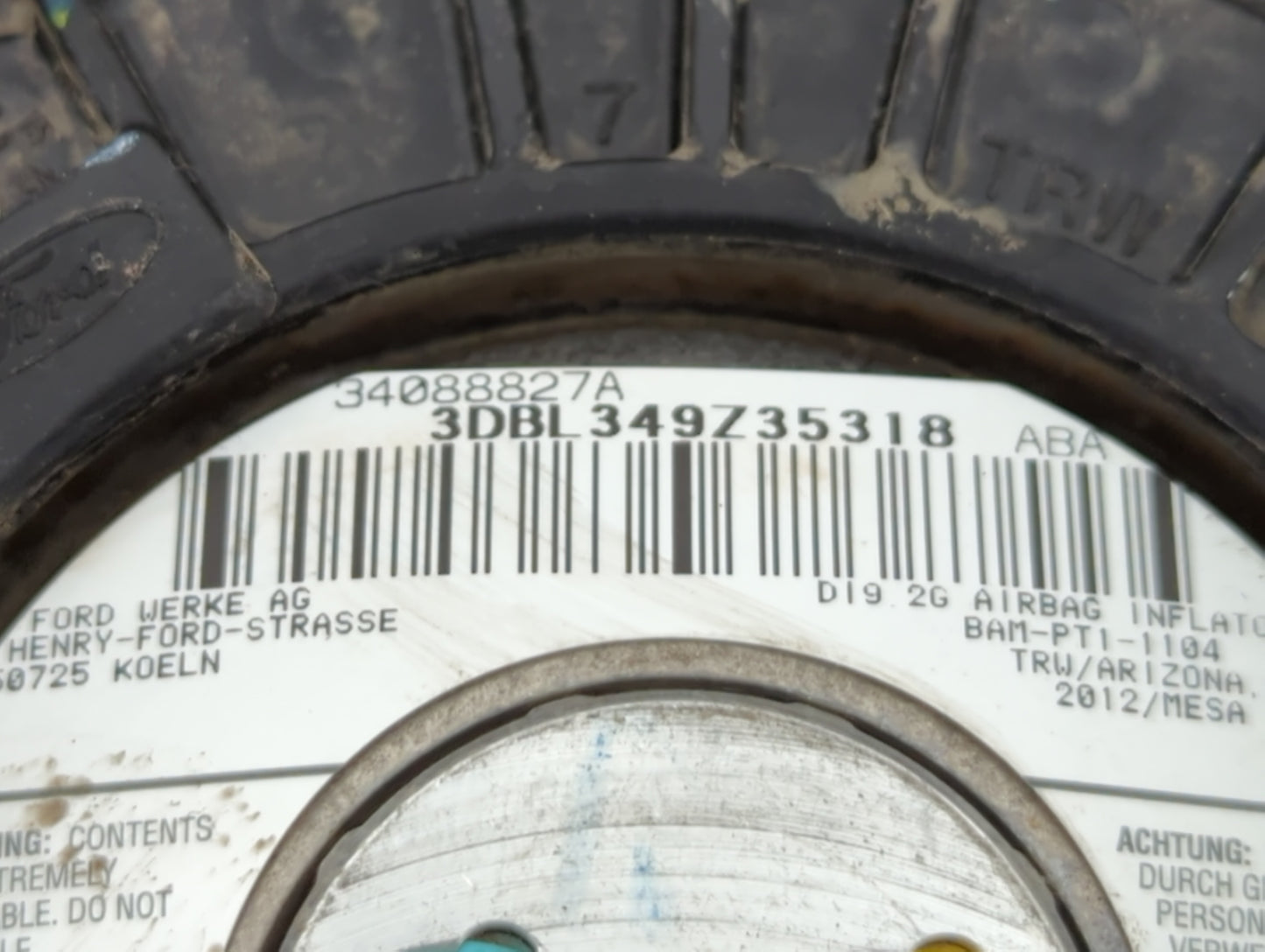 2013 Ford Escape Air Bag Driver Left Steering Wheel Mounted P/N:C15E004B3512 34088827A Fits Fits 2005 2006 2007 2008 2009 OE