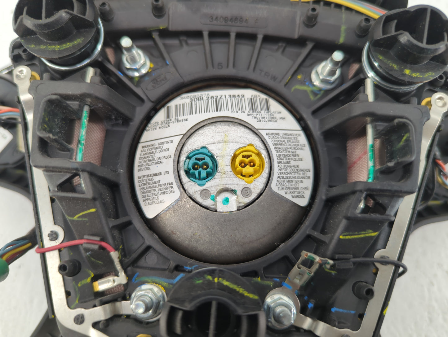 2013-2014 Ford Escape Air Bag Driver Left Steering Wheel Mounted P/N:CJ54 A042B85 BC3 Fits Fits 2013 2014 OEM Used Auto Part