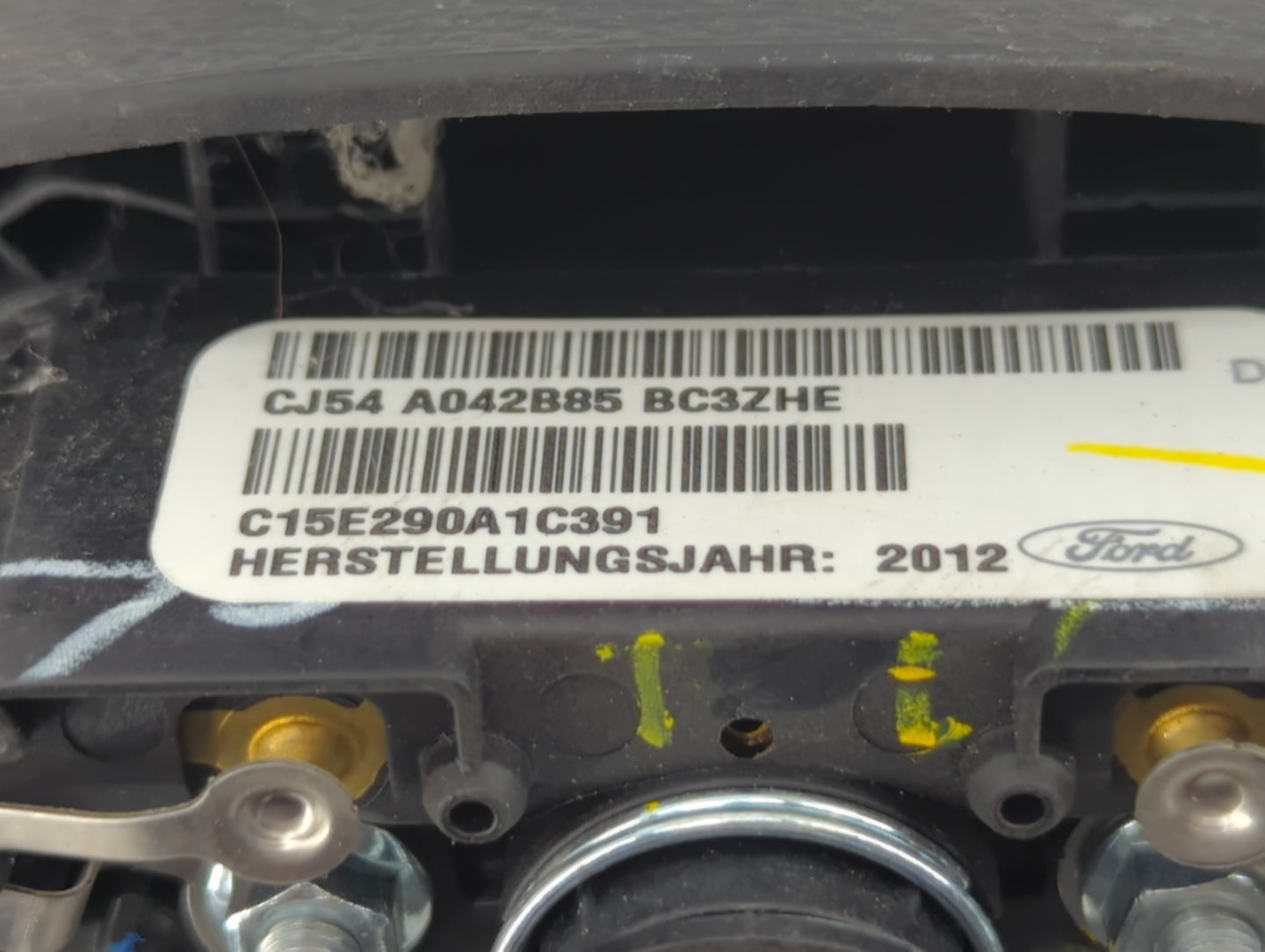 2013-2014 Ford Escape Air Bag Driver Left Steering Wheel Mounted P/N:CJ54 A042B85 BC3 Fits Fits 2013 2014 OEM Used Auto Part