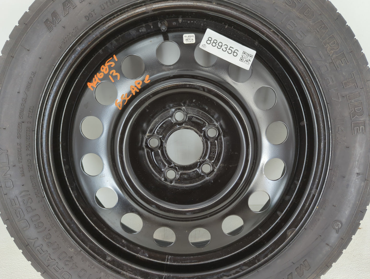 2013-2019 Ford Escape Spare Donut Tire Wheel Rim Oem - Oemusedautoparts1.com