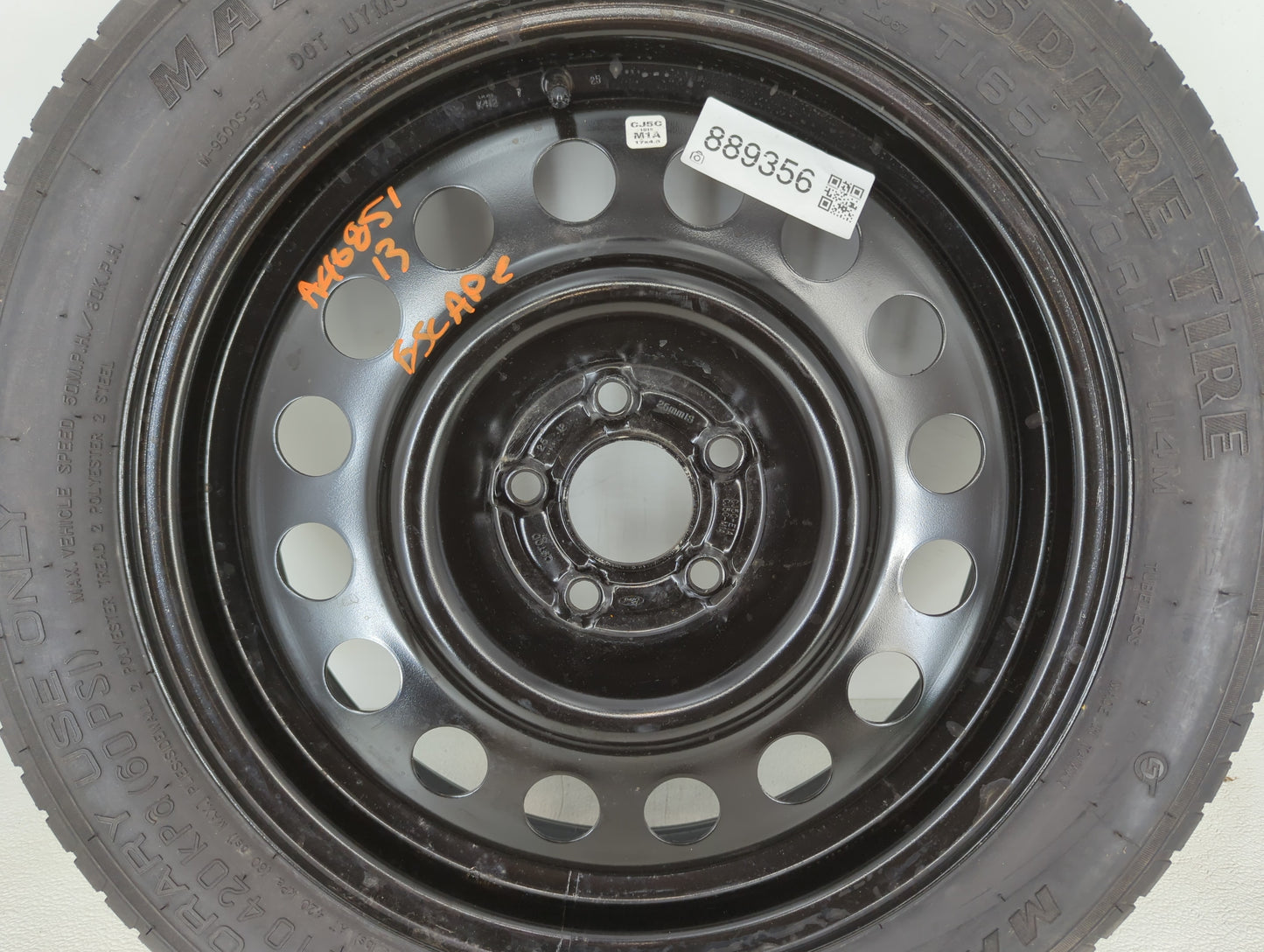 2013-2019 Ford Escape Spare Donut Tire Wheel Rim Oem - Oemusedautoparts1.com