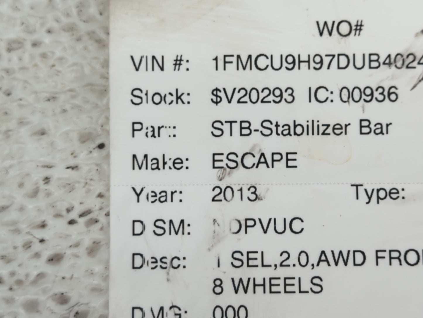 2013-2019 Ford Escape Spare Donut Tire Wheel Rim Oem - Oemusedautoparts1.com