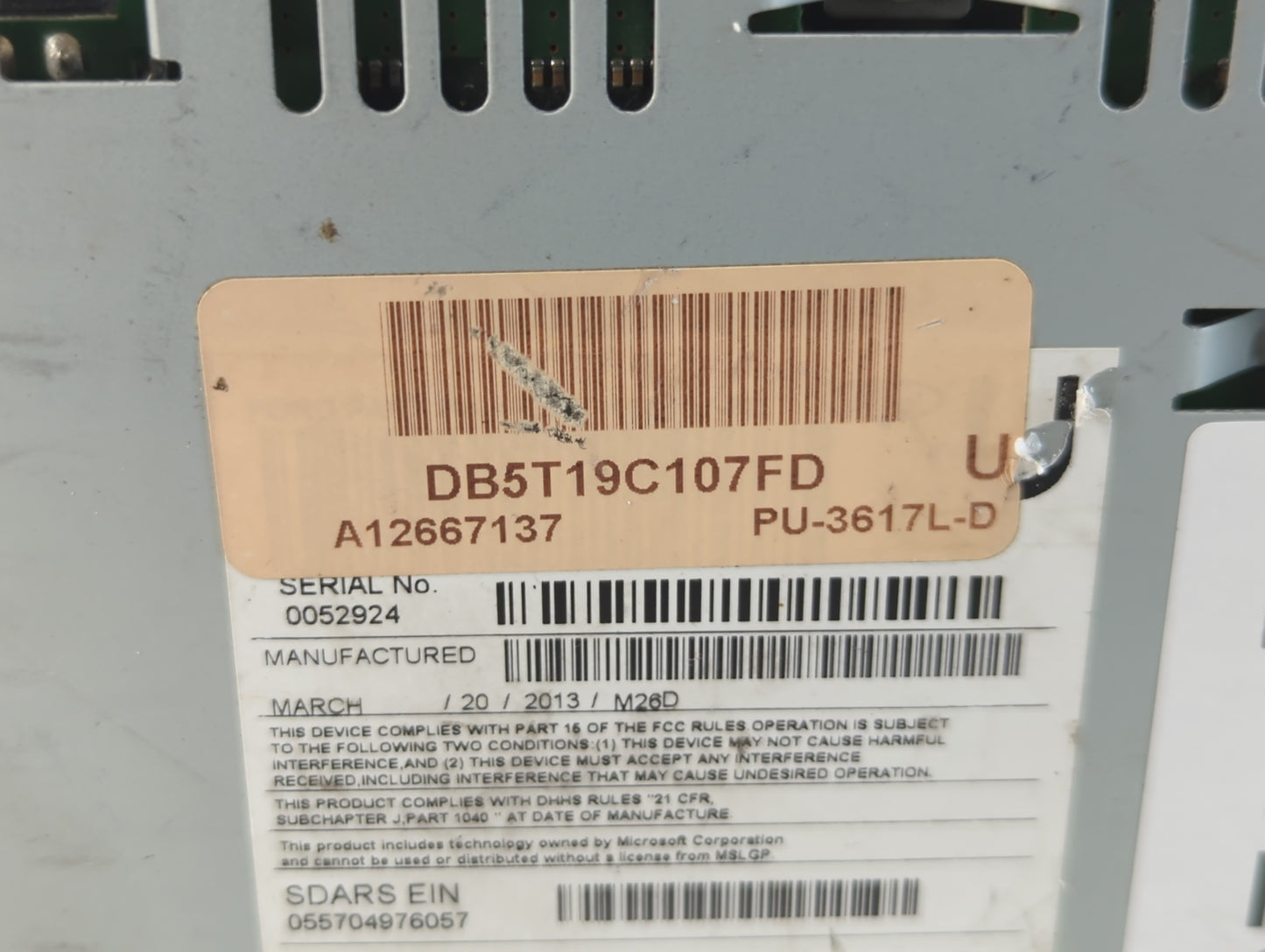 2013 Ford Explorer Radio AM FM Cd Player Receiver Replacement P/N:DB5T 19C107 FD Fits OEM Used Auto Parts - Oemusedautoparts