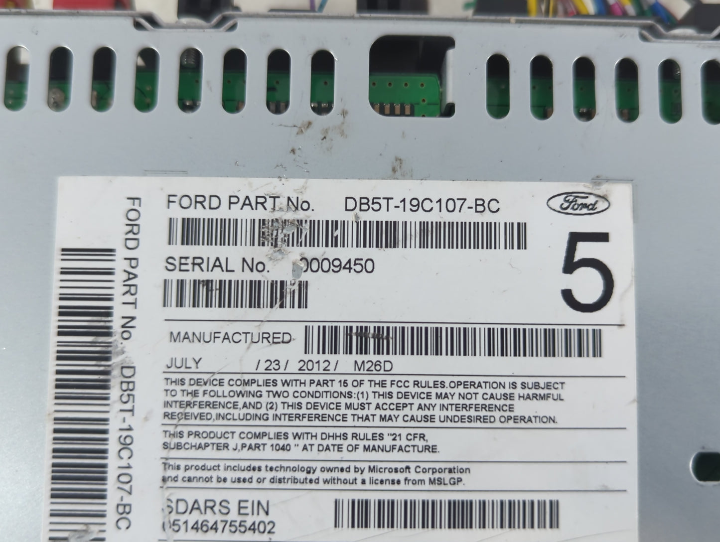 2013 Ford Explorer Radio AM FM Cd Player Receiver Replacement P/N:DB5T-19C107-BC Fits OEM Used Auto Parts - Oemusedautoparts
