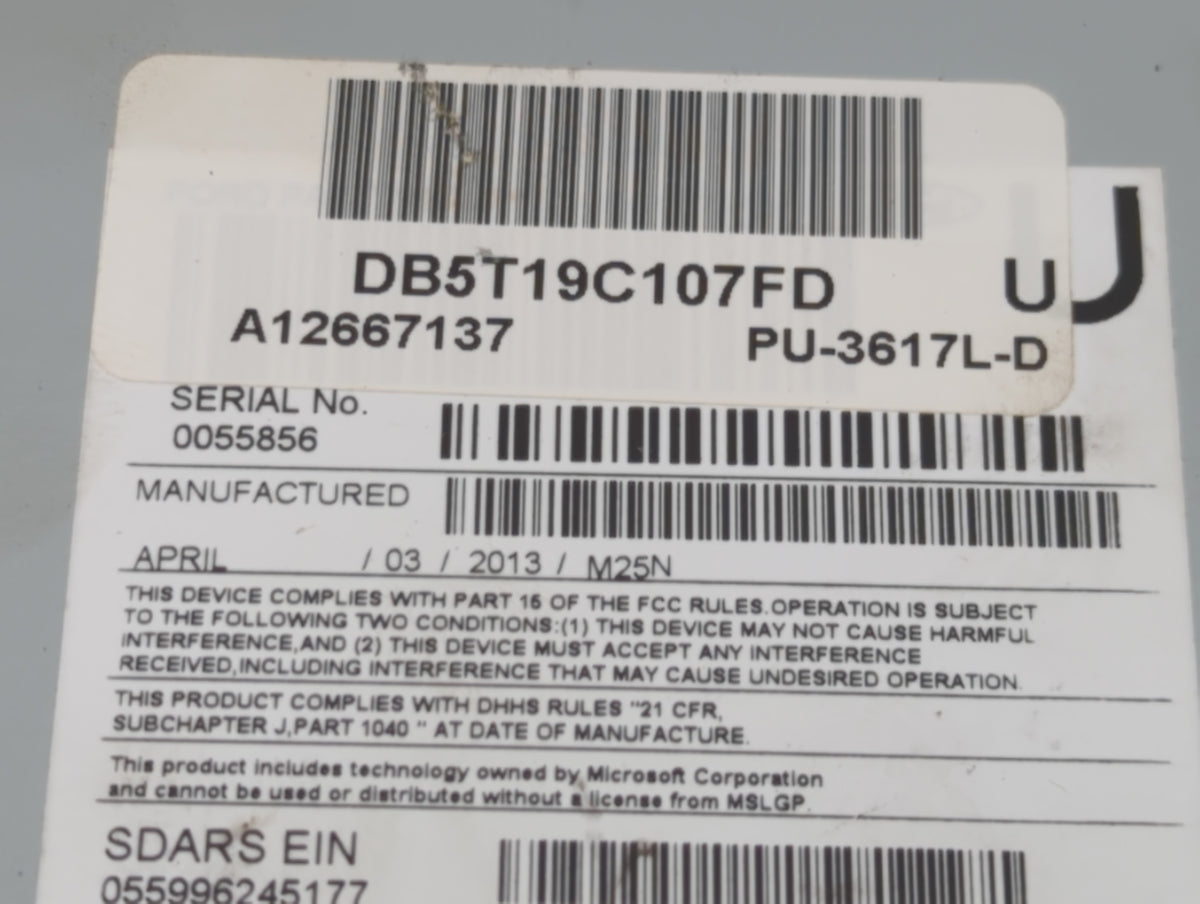 2013 Ford Explorer Radio AM FM Cd Player Receiver Replacement P/N:DB5T 19C107 FD OEM Used Auto Parts - Oemusedautoparts1.com