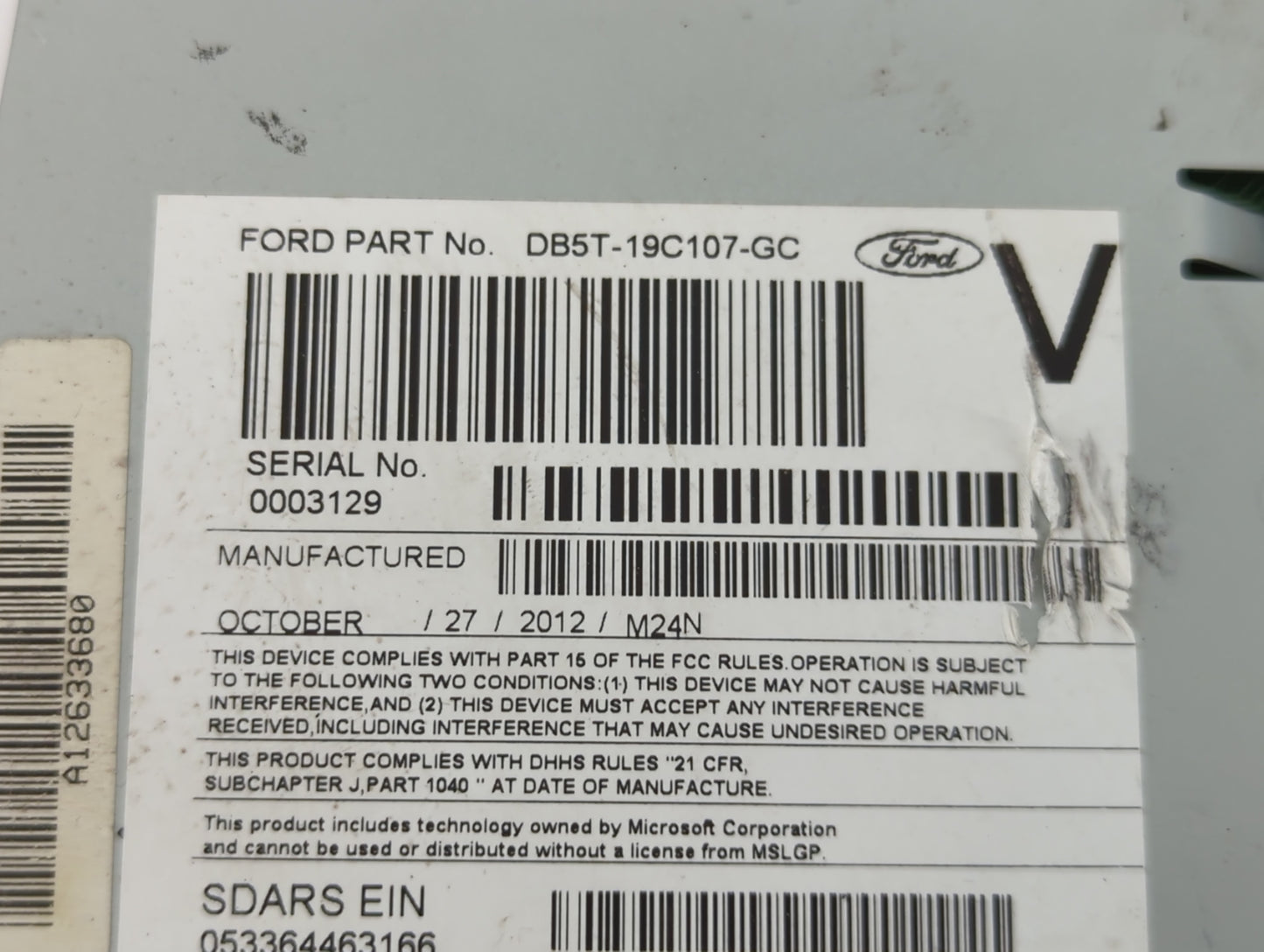 2013 Ford Explorer Radio AM FM Cd Player Receiver Replacement P/N:DB5T-19C107-GC Fits OEM Used Auto Parts - Oemusedautoparts