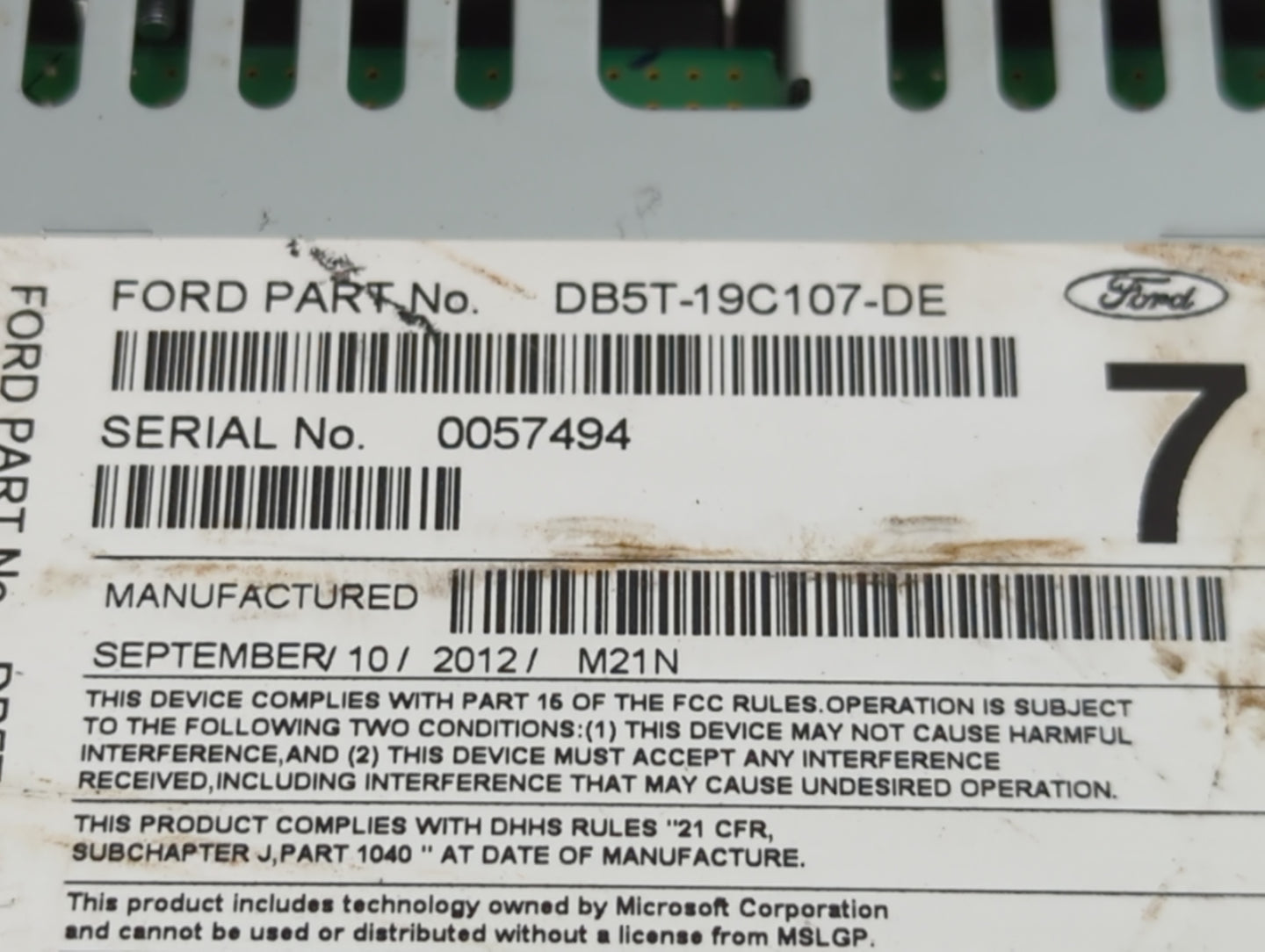 2013 Ford Explorer Radio AM FM Cd Player Receiver Replacement P/N:DB5T-19C107-DE Fits OEM Used Auto Parts - Oemusedautoparts