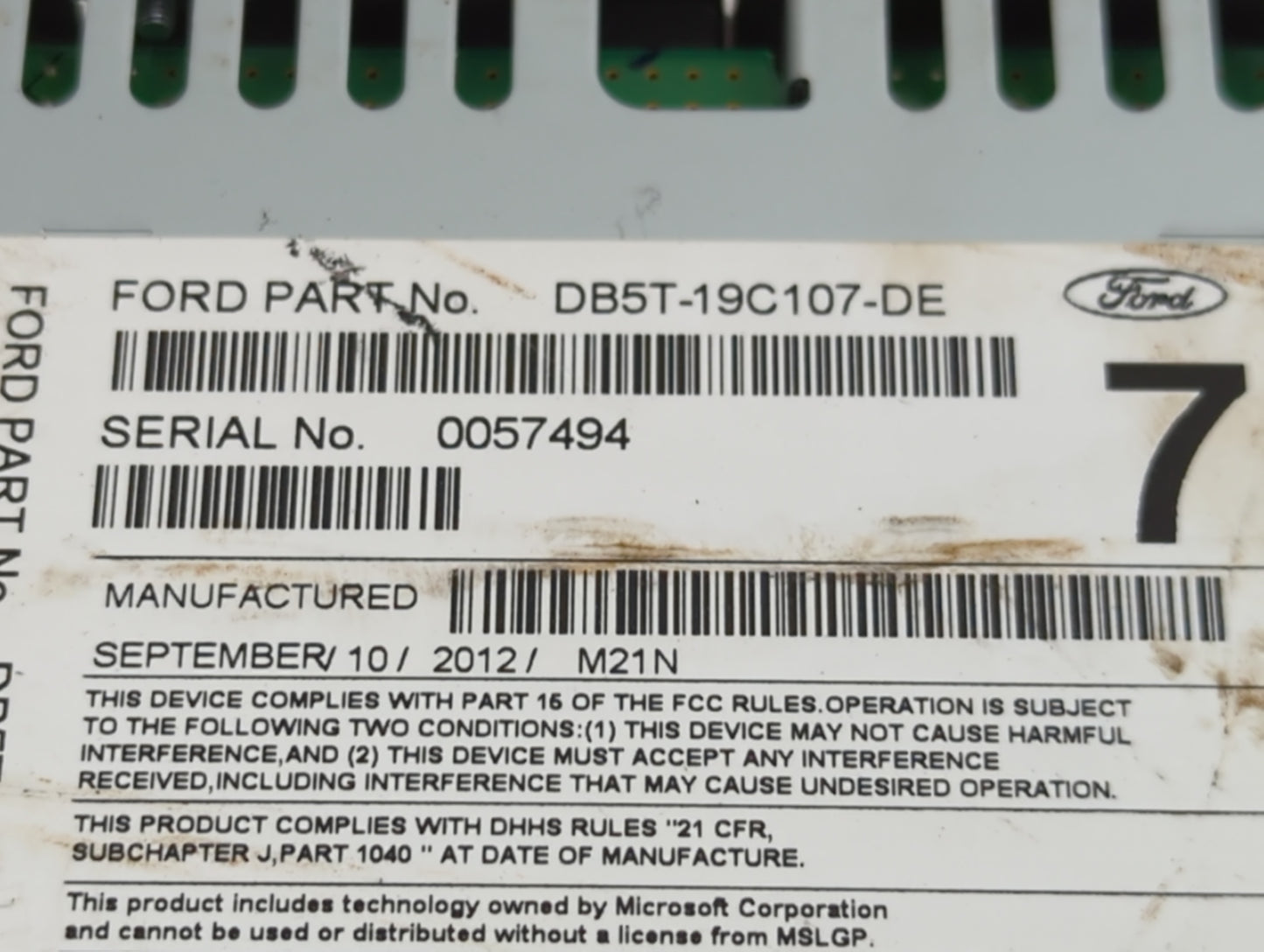 2013 Ford Explorer Radio AM FM Cd Player Receiver Replacement P/N:DB5T-19C107-DE Fits OEM Used Auto Parts - Oemusedautoparts