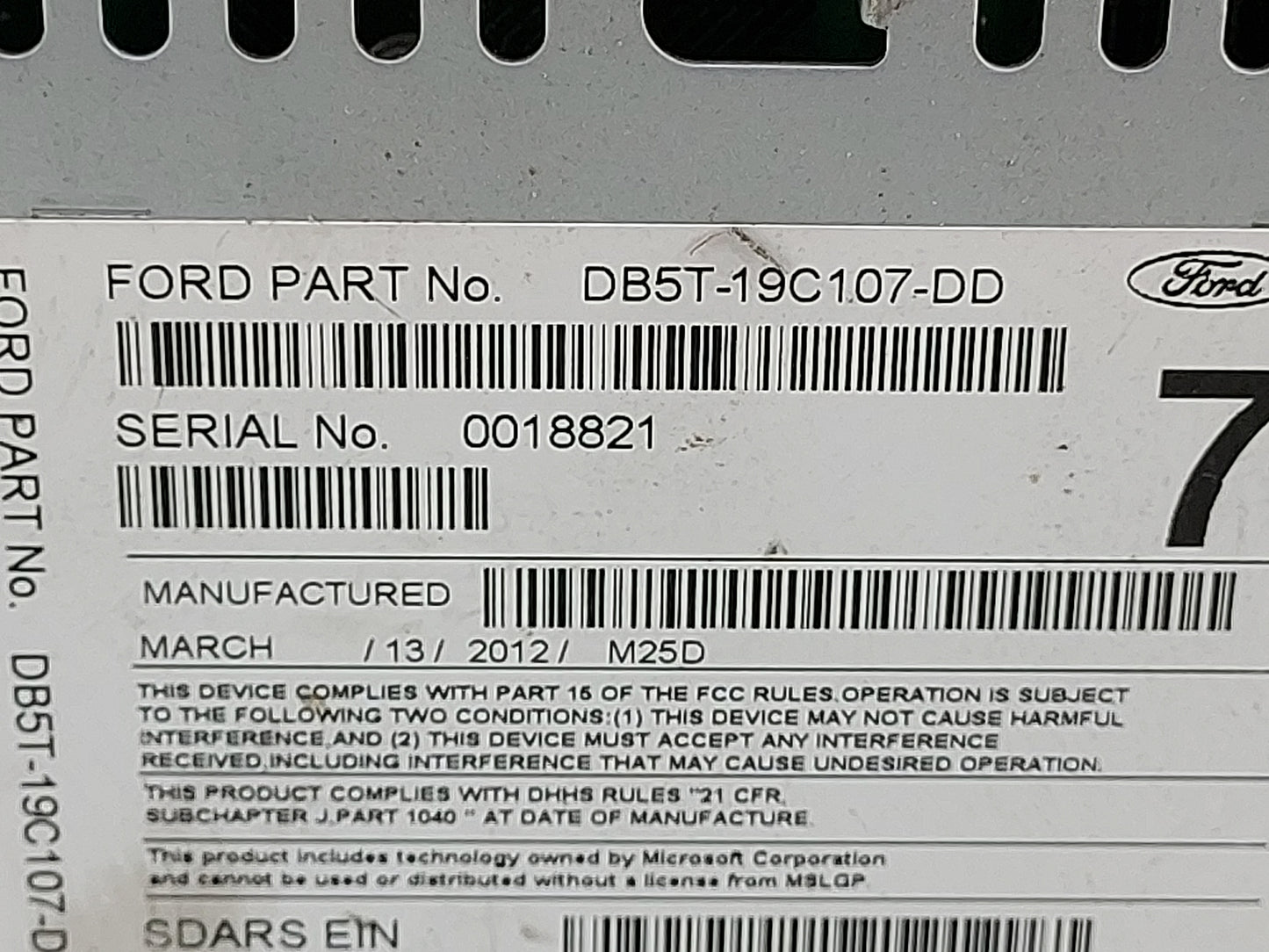 2013 Ford Explorer Radio AM FM Cd Player Receiver Replacement P/N:PU-3408L-D DB5T-19C107-DD Fits OEM Used Auto Parts - Oemus