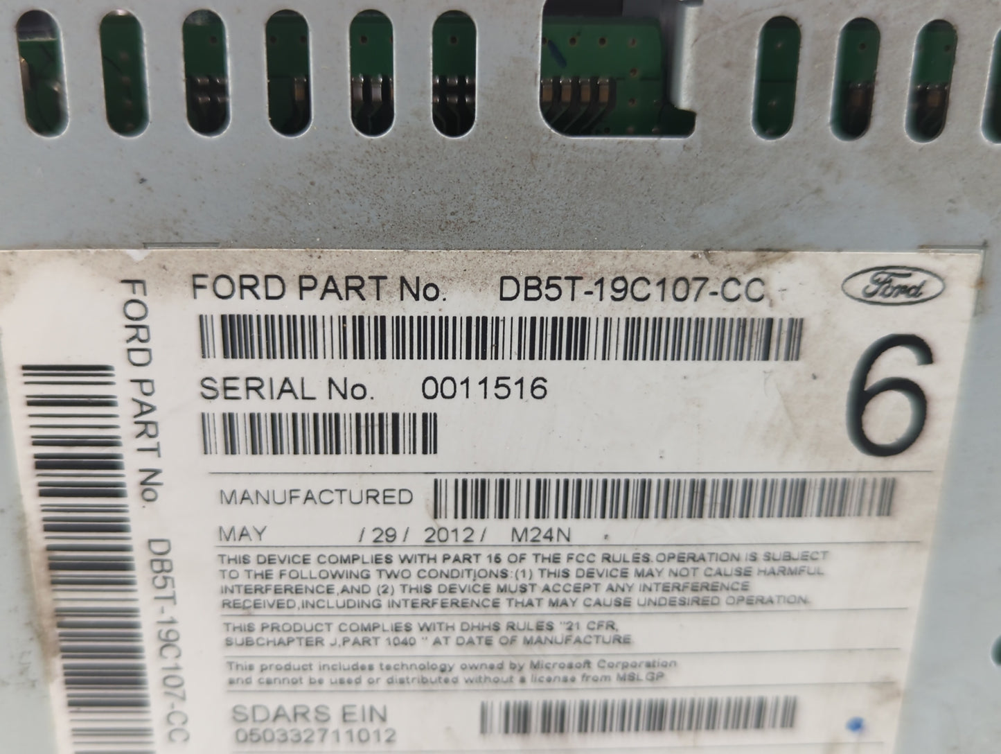 2013 Ford Explorer Radio AM FM Cd Player Receiver Replacement P/N:DB5T-19C107-CC Fits OEM Used Auto Parts - Oemusedautoparts