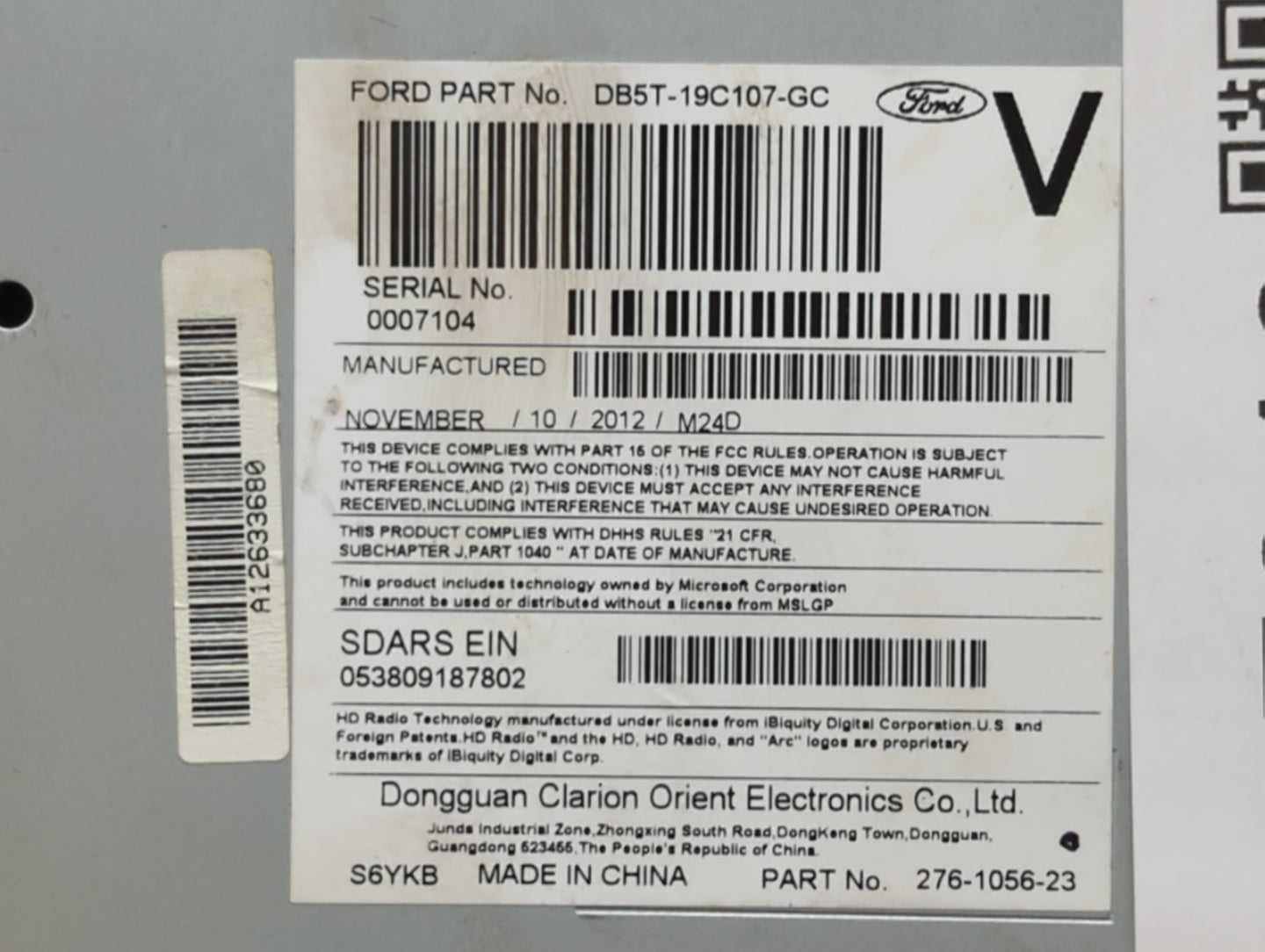 2013 Ford Explorer Radio AM FM Cd Player Receiver Replacement P/N:DB5T-19C107-GA DB5T-19C107-GB, DB5T-19C107-GC Fits OEM Use