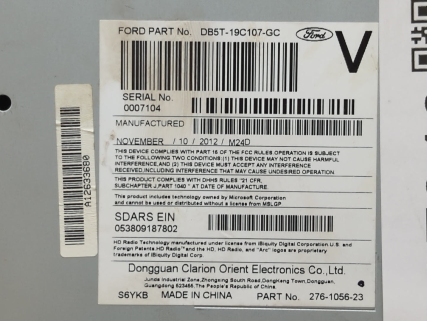 2013 Ford Explorer Radio AM FM Cd Player Receiver Replacement P/N:DB5T-19C107-GA DB5T-19C107-GB, DB5T-19C107-GC Fits OEM Use