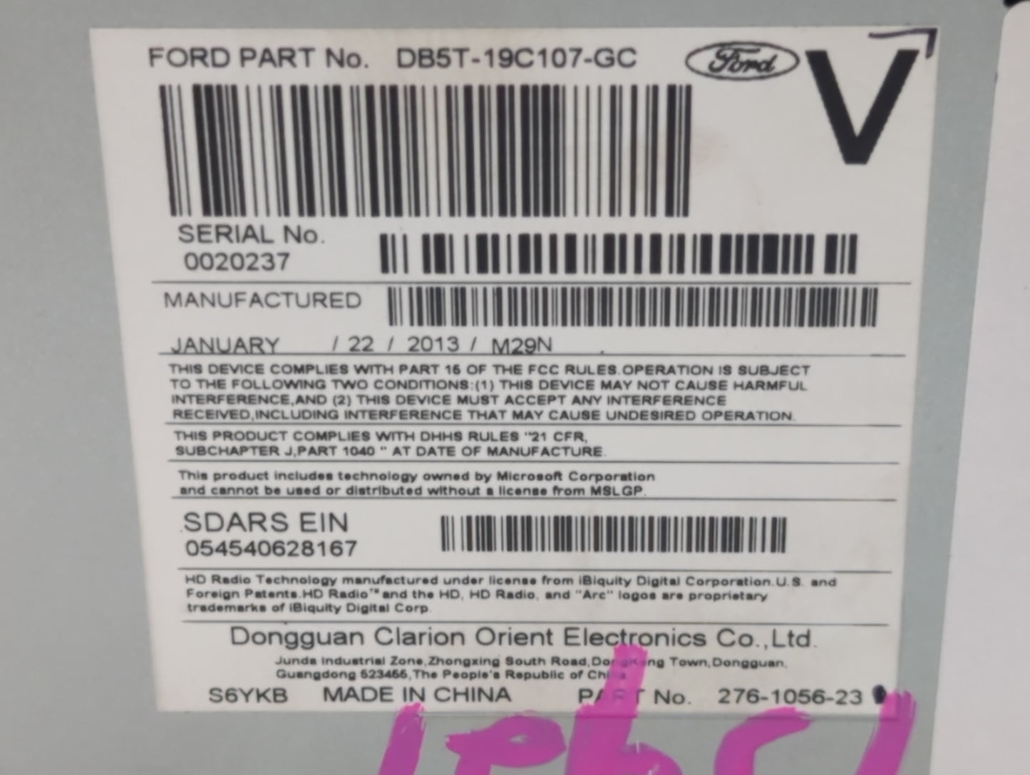 2013 Ford Explorer Radio AM FM Cd Player Receiver Replacement P/N:DB5T-19C107-GC DB5T-19C107-GA, DB5T-19C107-GB Fits OEM Use