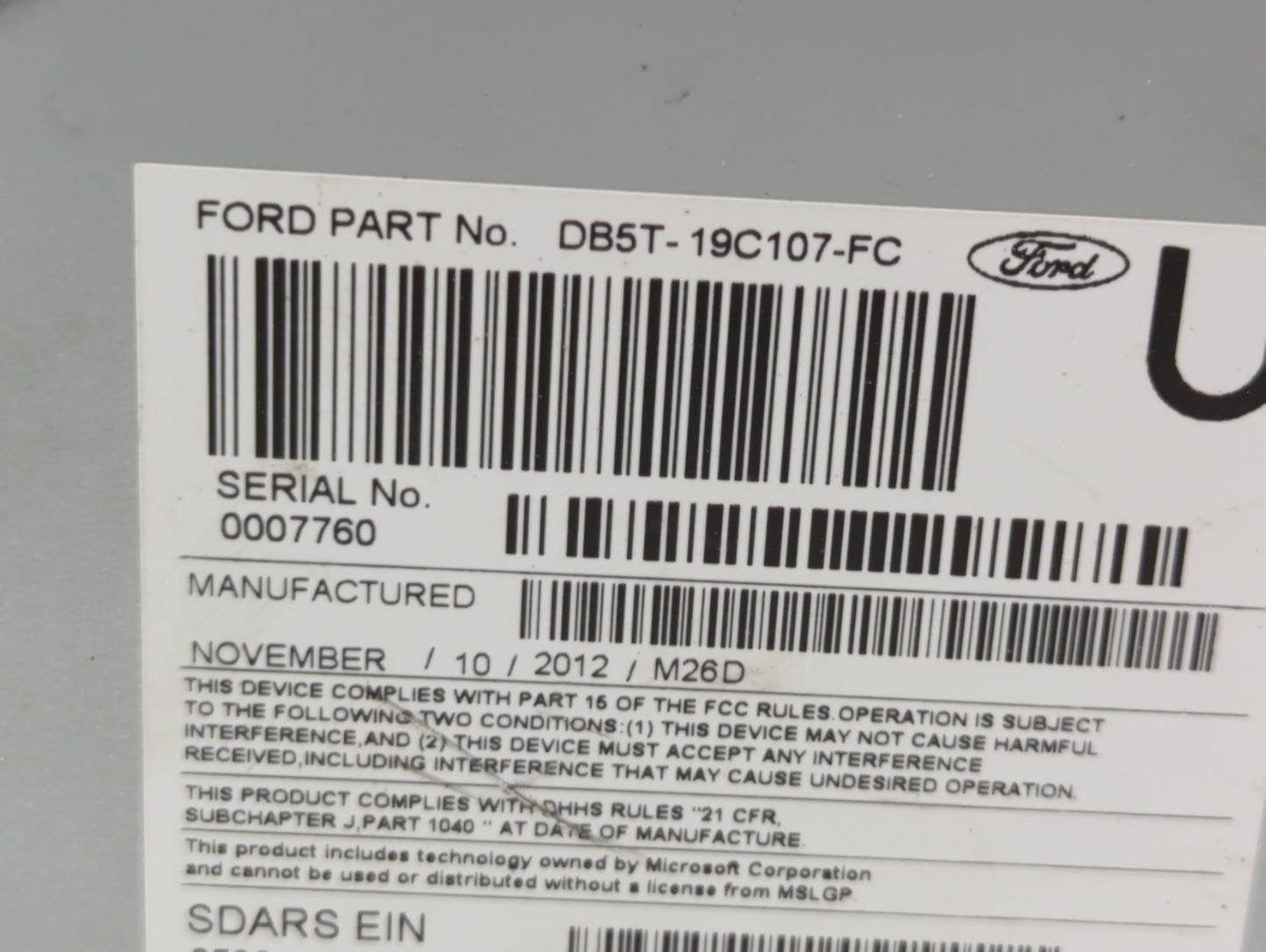 2013 Ford Explorer Radio AM FM Cd Player Receiver Replacement P/N:DB5T-19C107-BC DB5T-19C107-FC, DB5T-19C107-BB Fits OEM Use