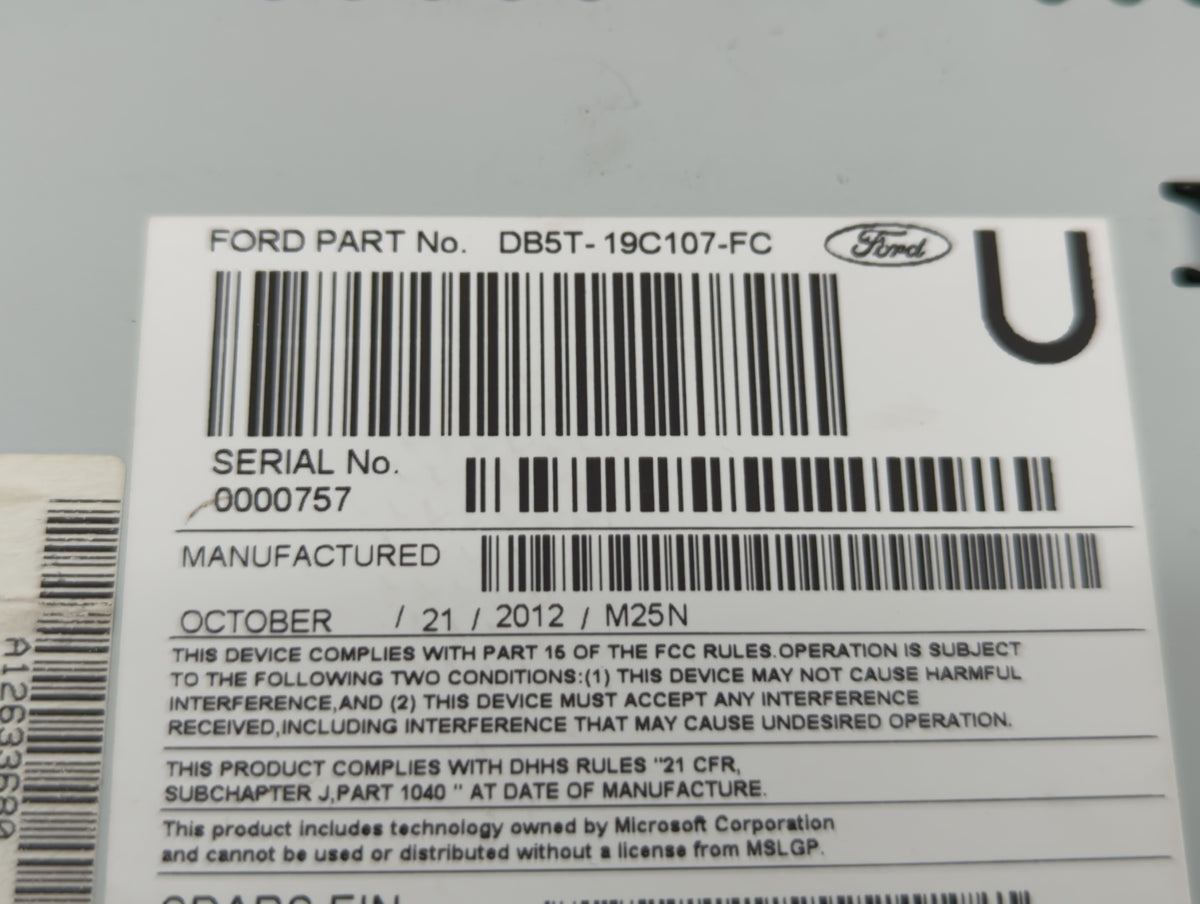 2013-2013 Ford Explorer Am Fm Cd Player Radio Receiver 510541 - Oemusedautoparts1.com