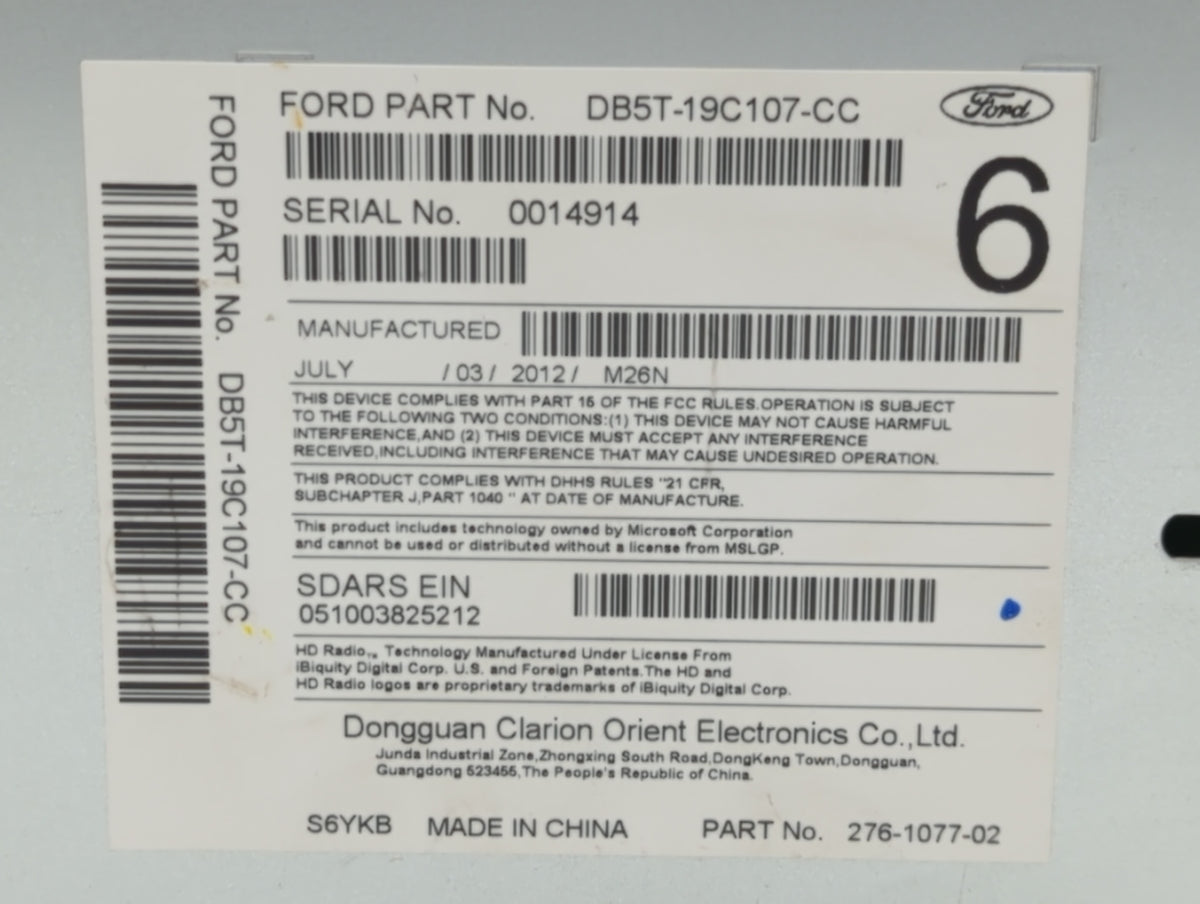 2013-2013 Ford Explorer Am Fm Cd Player Radio Receiver 522454 - Oemusedautoparts1.com