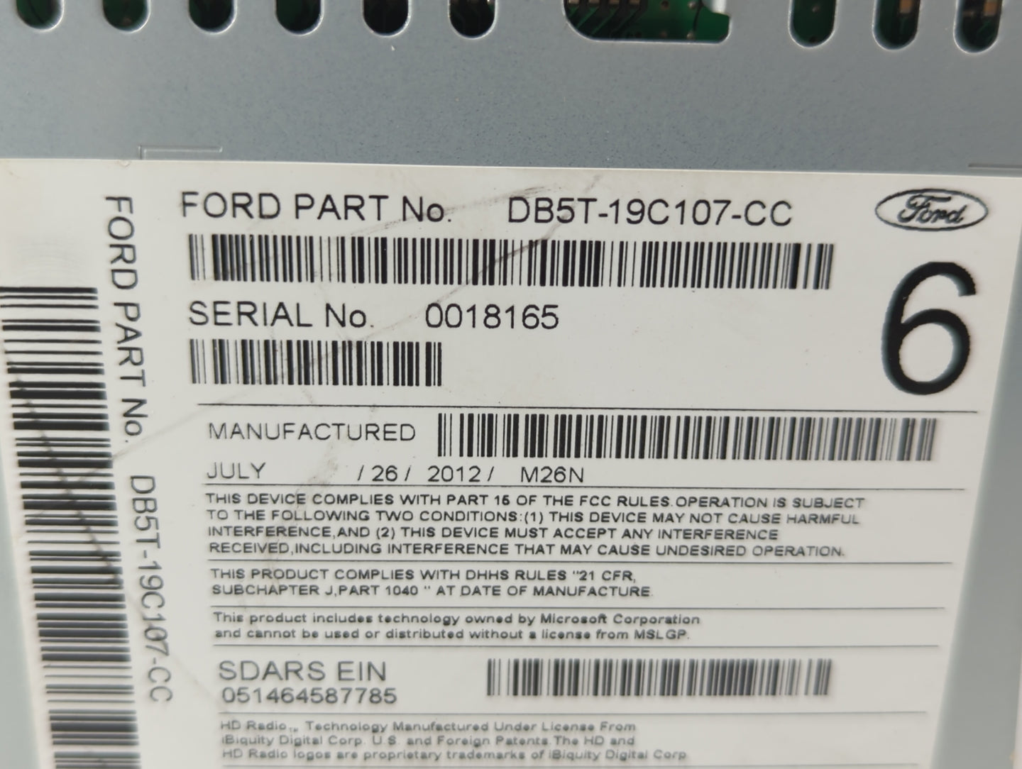 2013-2013 Ford Explorer Am Fm Cd Player Radio Receiver - Oemusedautoparts1.com