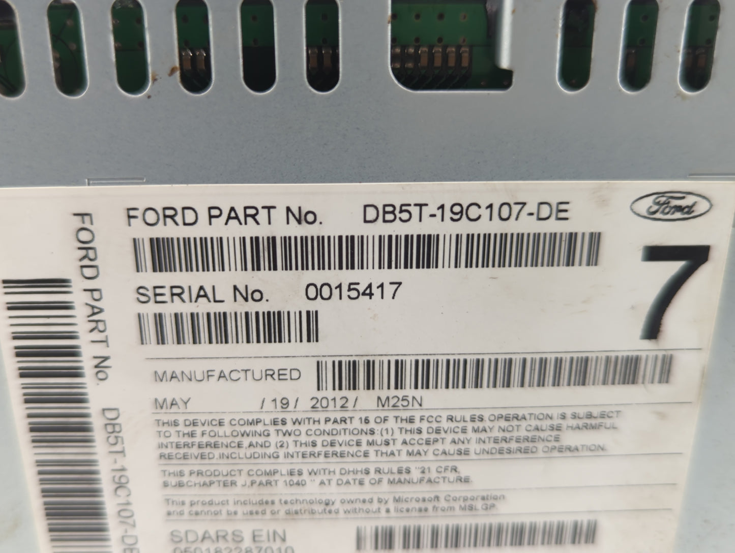 2013 Ford Explorer Radio AM FM Cd Player Receiver Replacement P/N:DB5T-19C107-DE Fits OEM Used Auto Parts - Oemusedautoparts