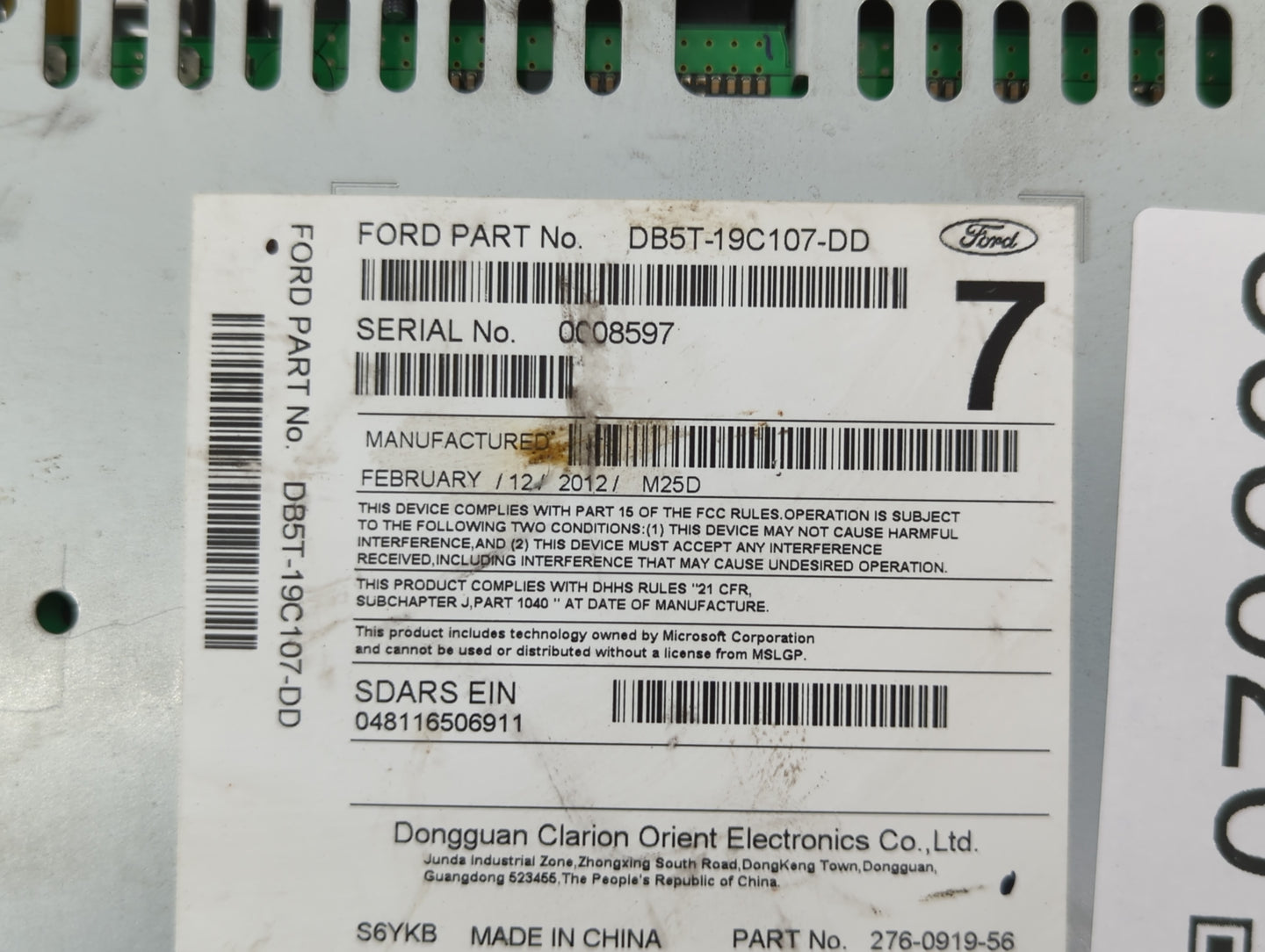 2013 Ford Explorer Radio AM FM Cd Player Receiver Replacement P/N:DB5T-19C107-DD DB5T-19C107-CC, DB5T-19C107-DE Fits OEM Use