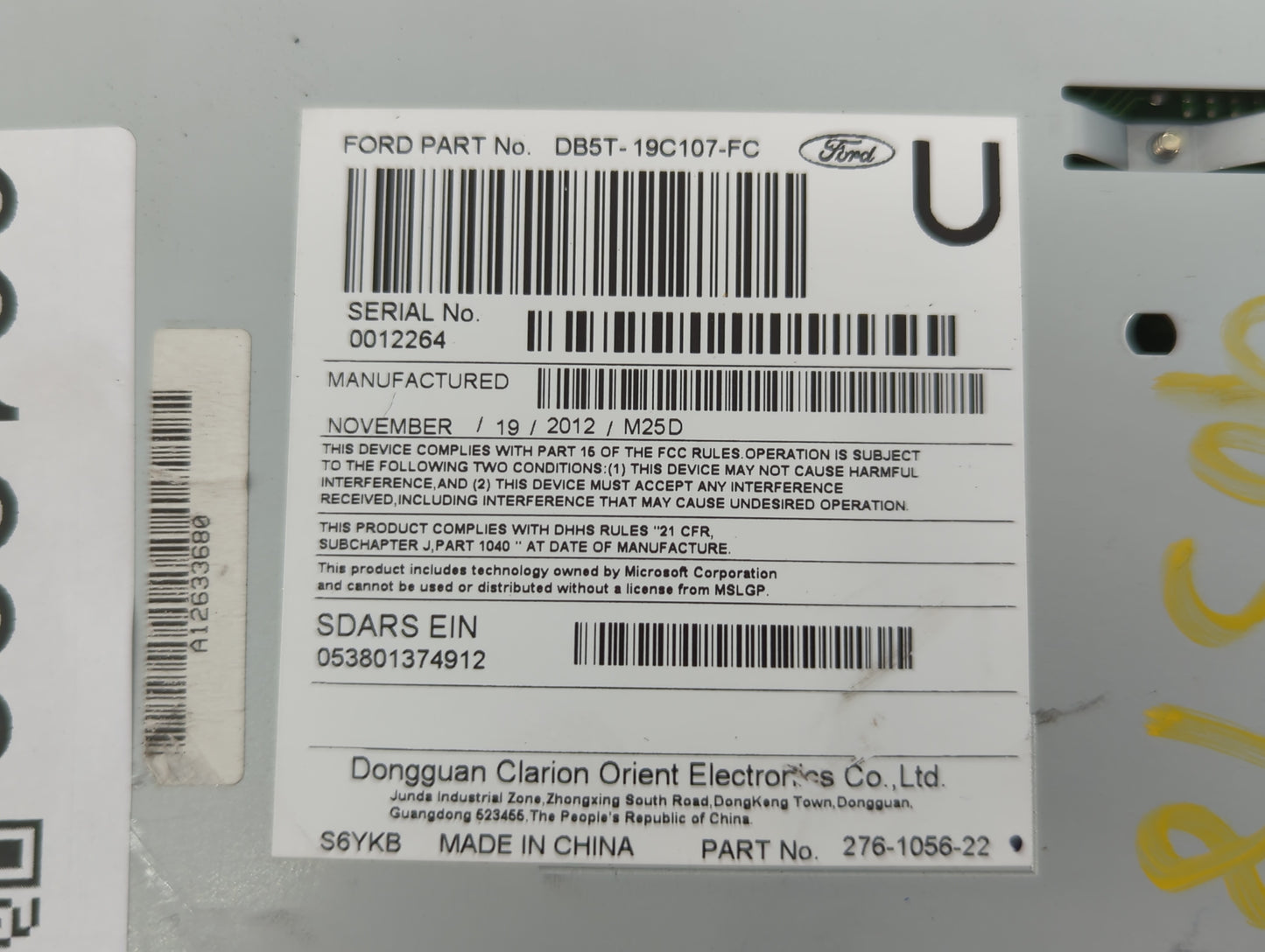 2013 Ford Explorer Radio AM FM Cd Player Receiver Replacement P/N:DB5T-19C107-FC Fits OEM Used Auto Parts - Oemusedautoparts