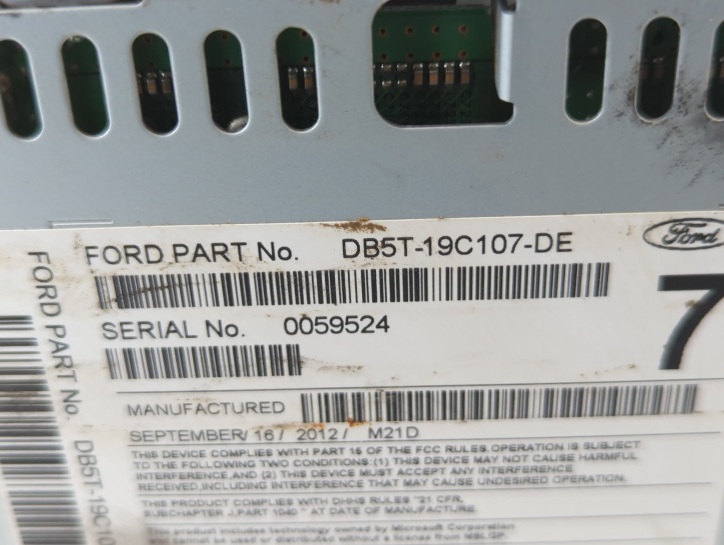 2013 Ford Explorer Radio AM FM Cd Player Receiver Replacement P/N:DB5T-19C107-DE Fits OEM Used Auto Parts - Oemusedautoparts