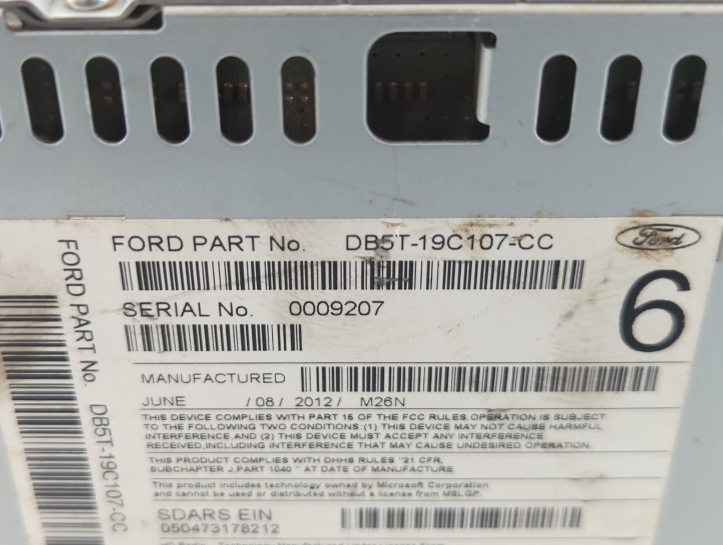 2013 Ford Explorer Radio AM FM Cd Player Receiver Replacement P/N:DB5T-19C107-CC Fits OEM Used Auto Parts - Oemusedautoparts